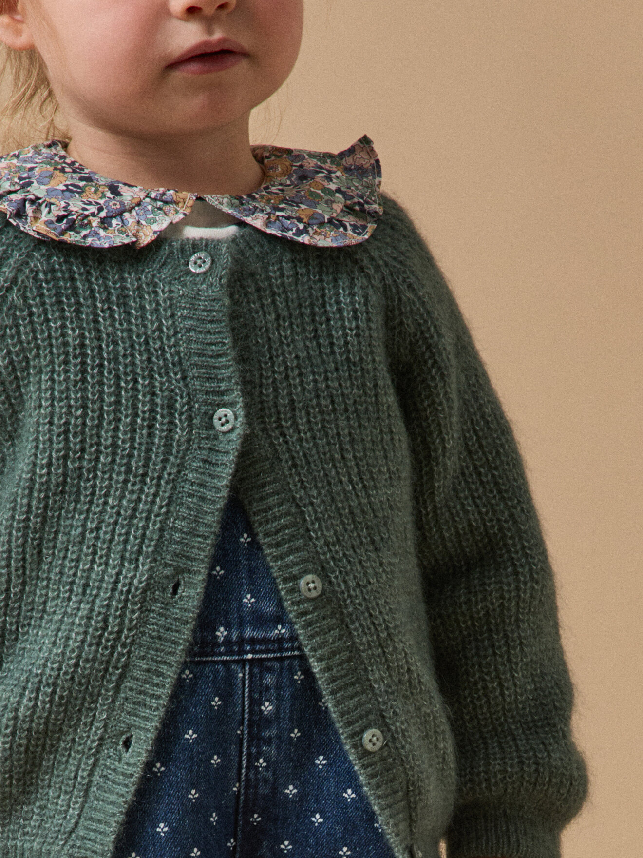 Cardigan in beaded knit wool and mohair CYRILLUS Green