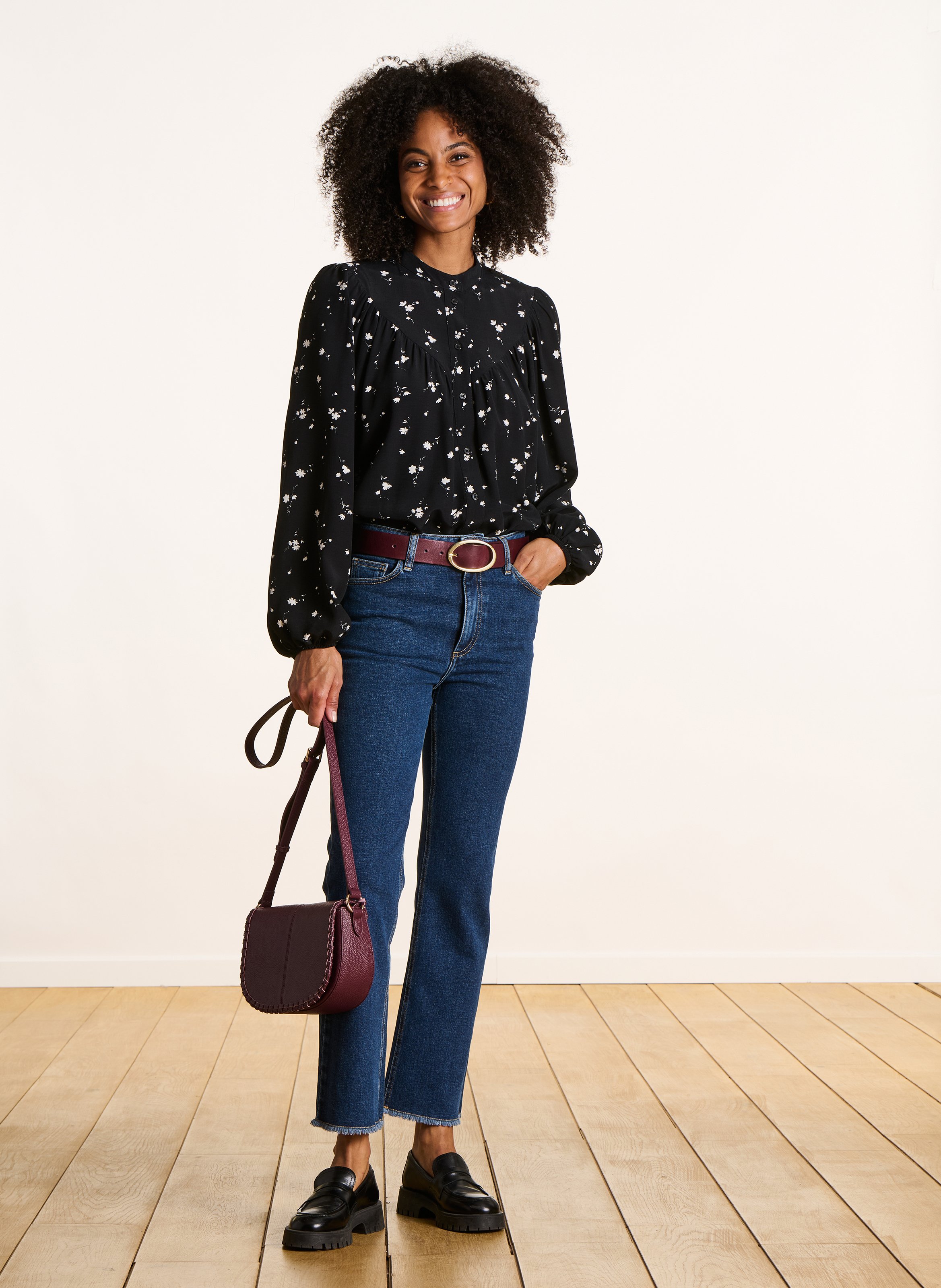 Jean cropped en coton bio LA FEE MARABOUTEE Bleu