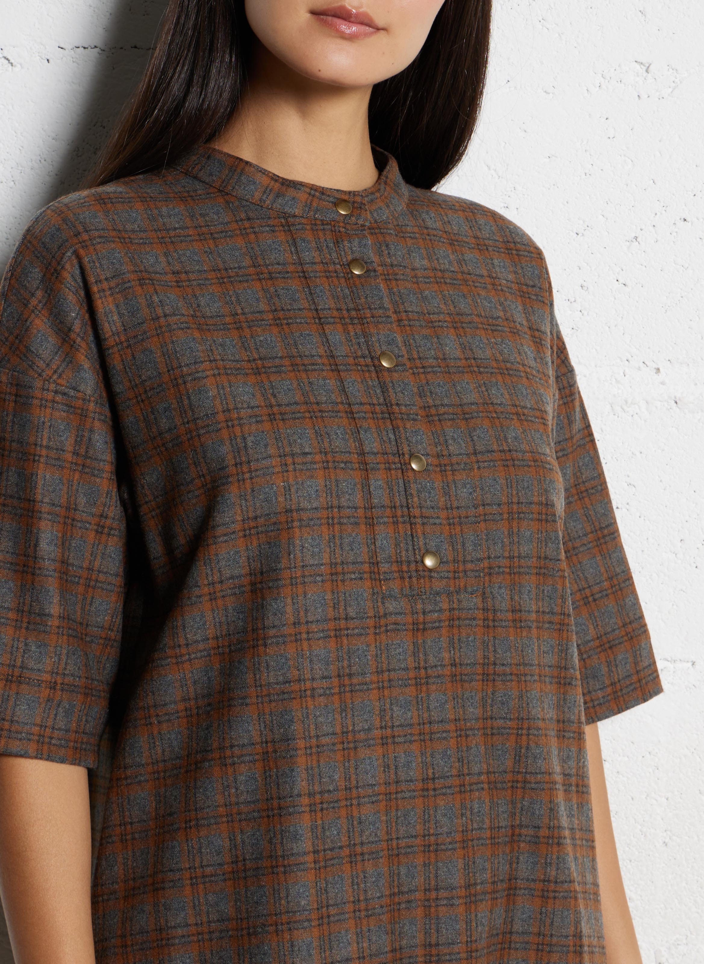 Robe courte col rond en laine mélangée BELLEPIECE Beige