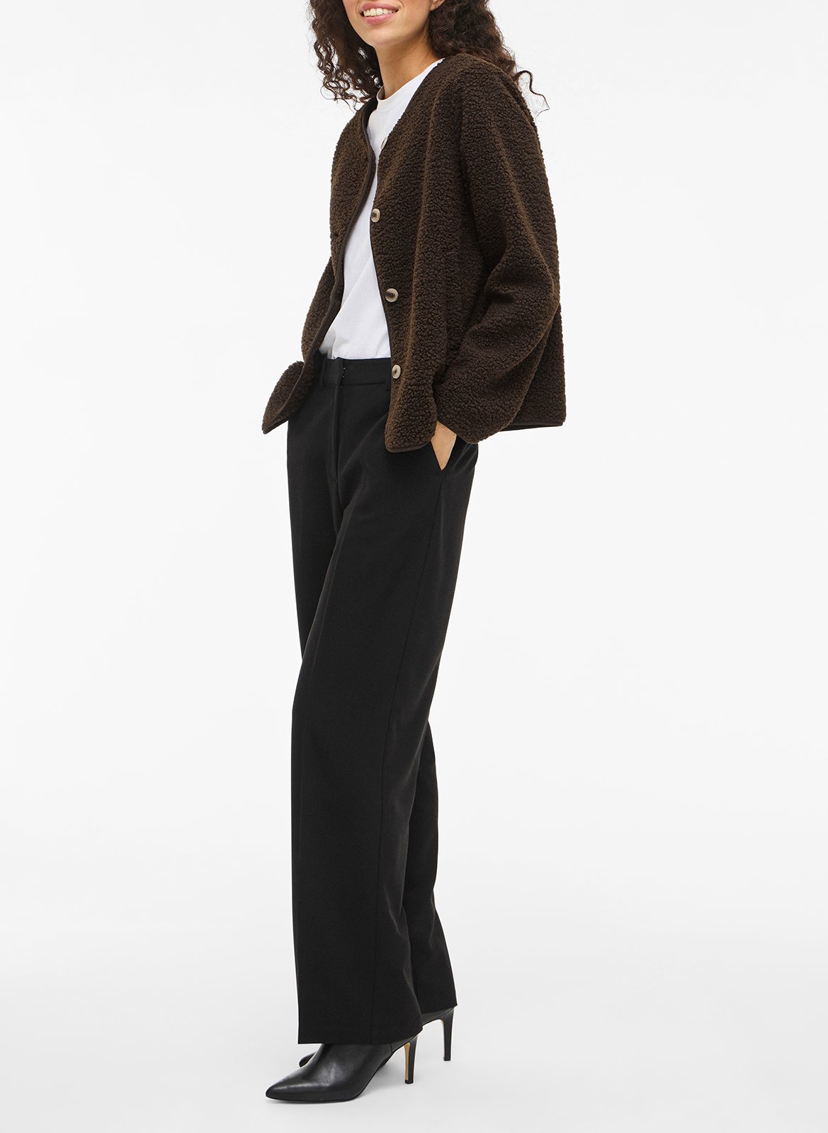 Veste col rond  VILA Marron