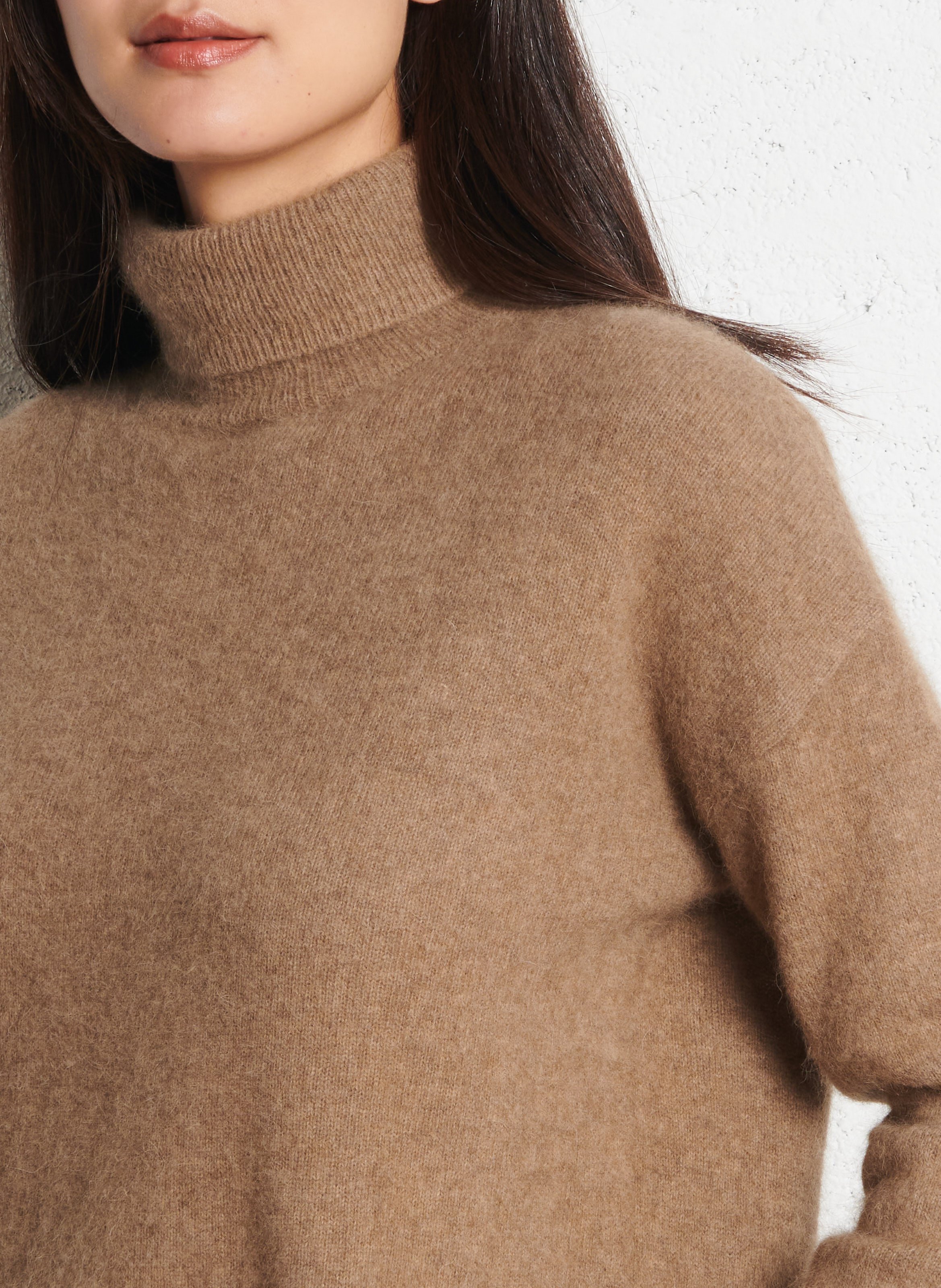 Col roulé ample en laine mélangée MAJESTIC FILATURES Beige