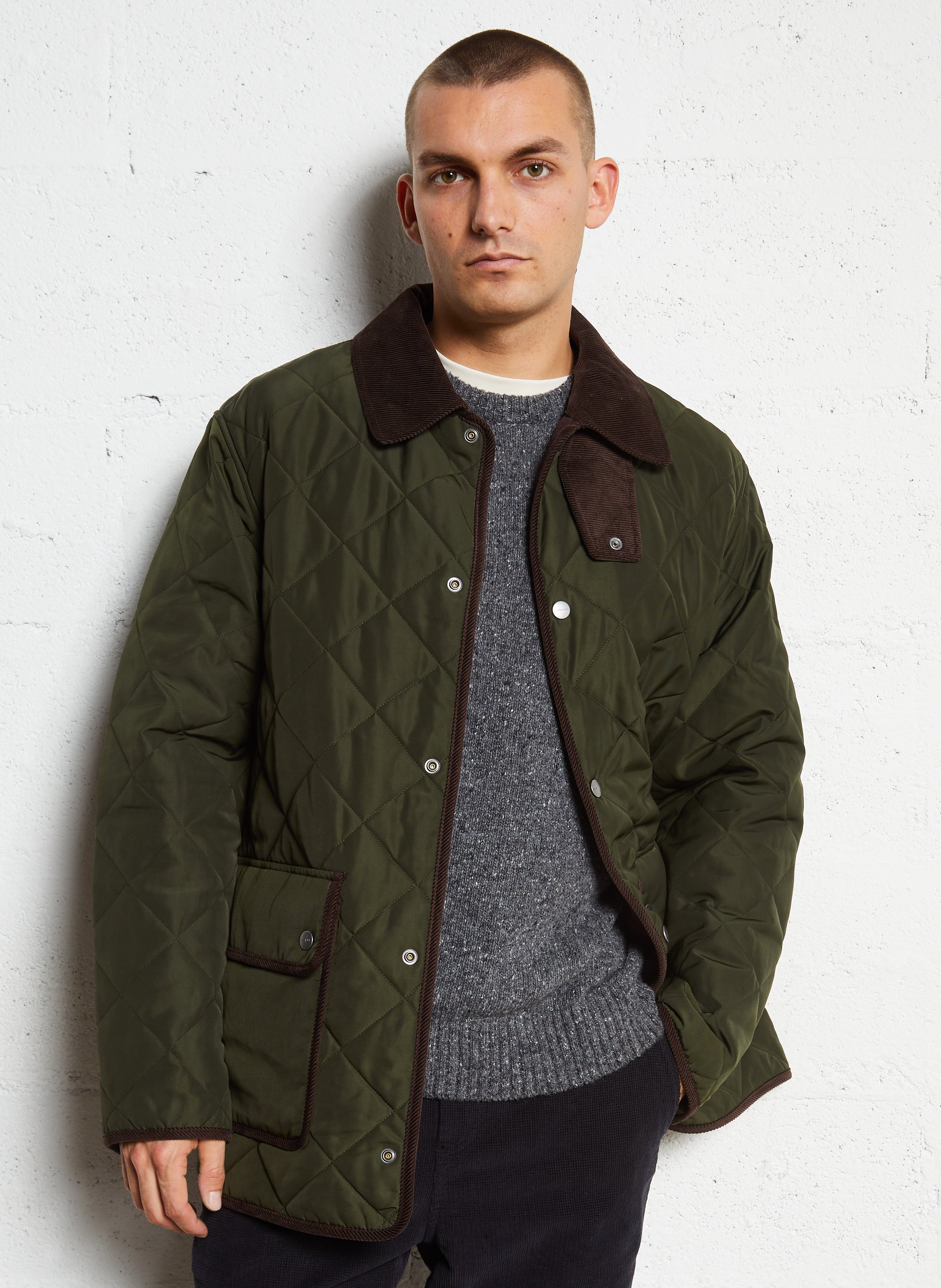 Coat with classic corduroy collar GANT Green