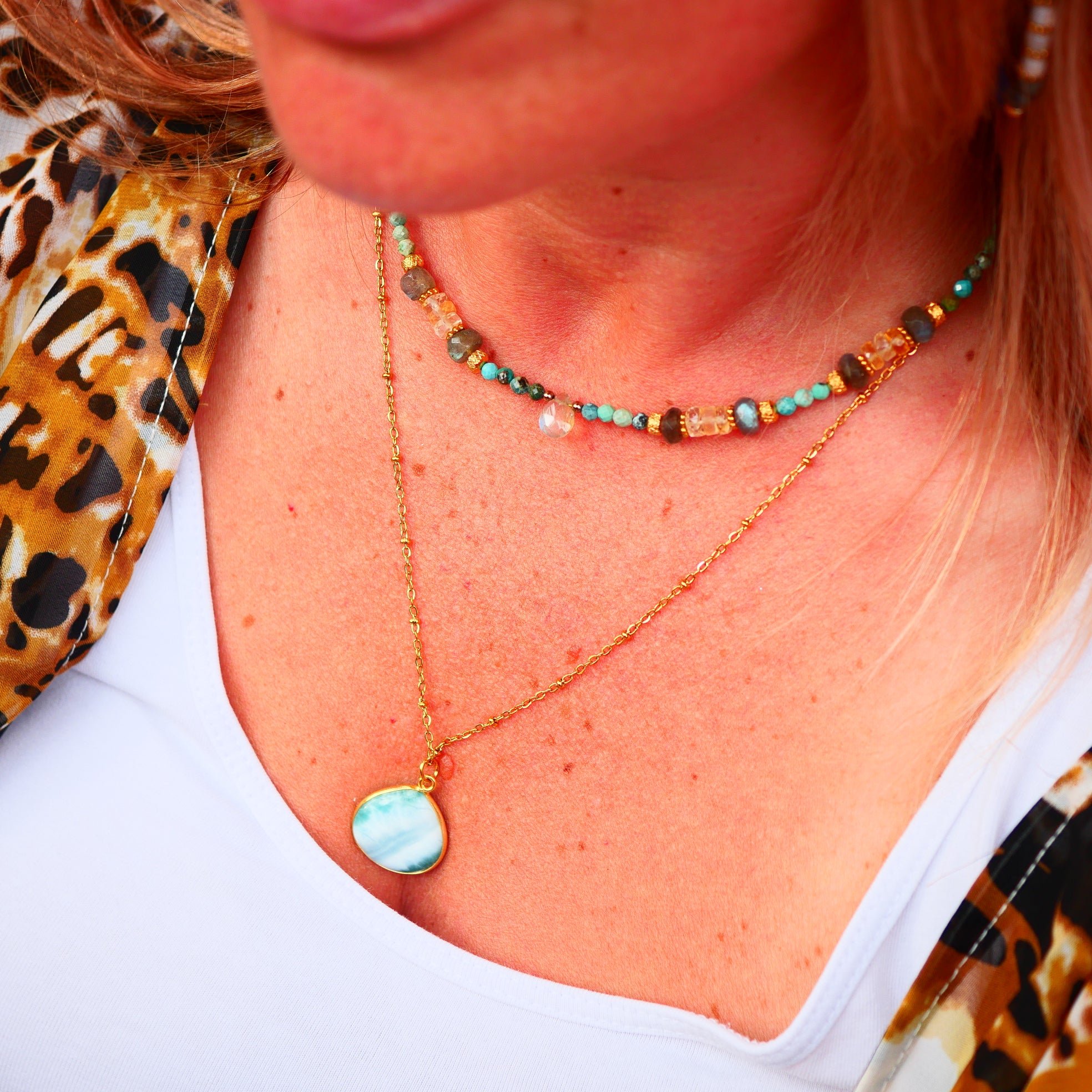 Larimar necklace GINANDGER Blue