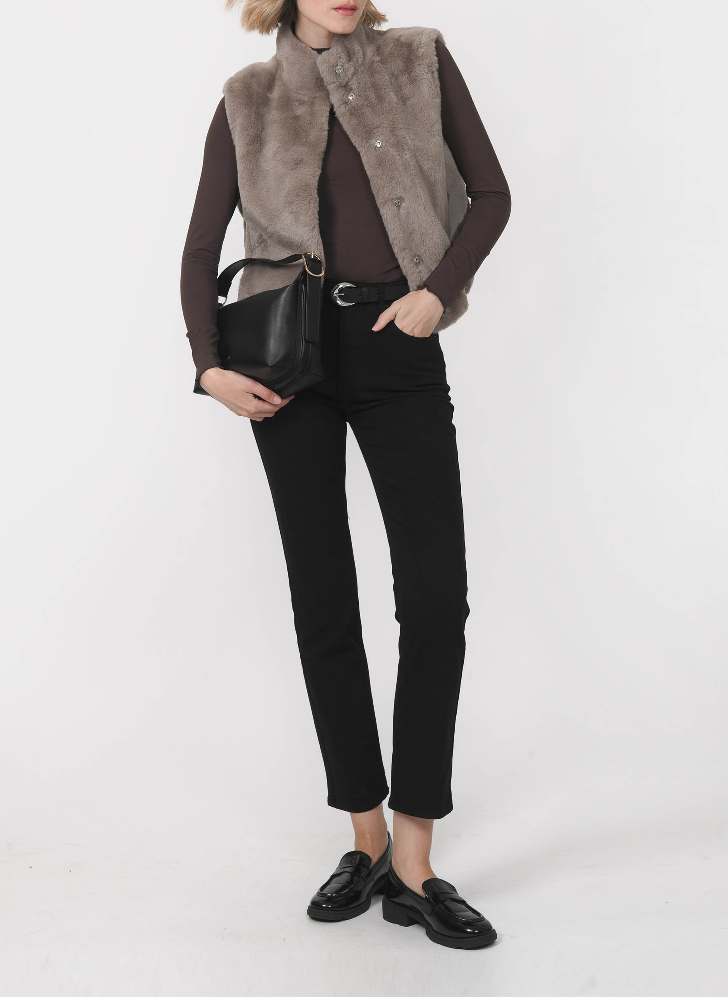 Veste col montant effet fourrure  KOOKAI Marron