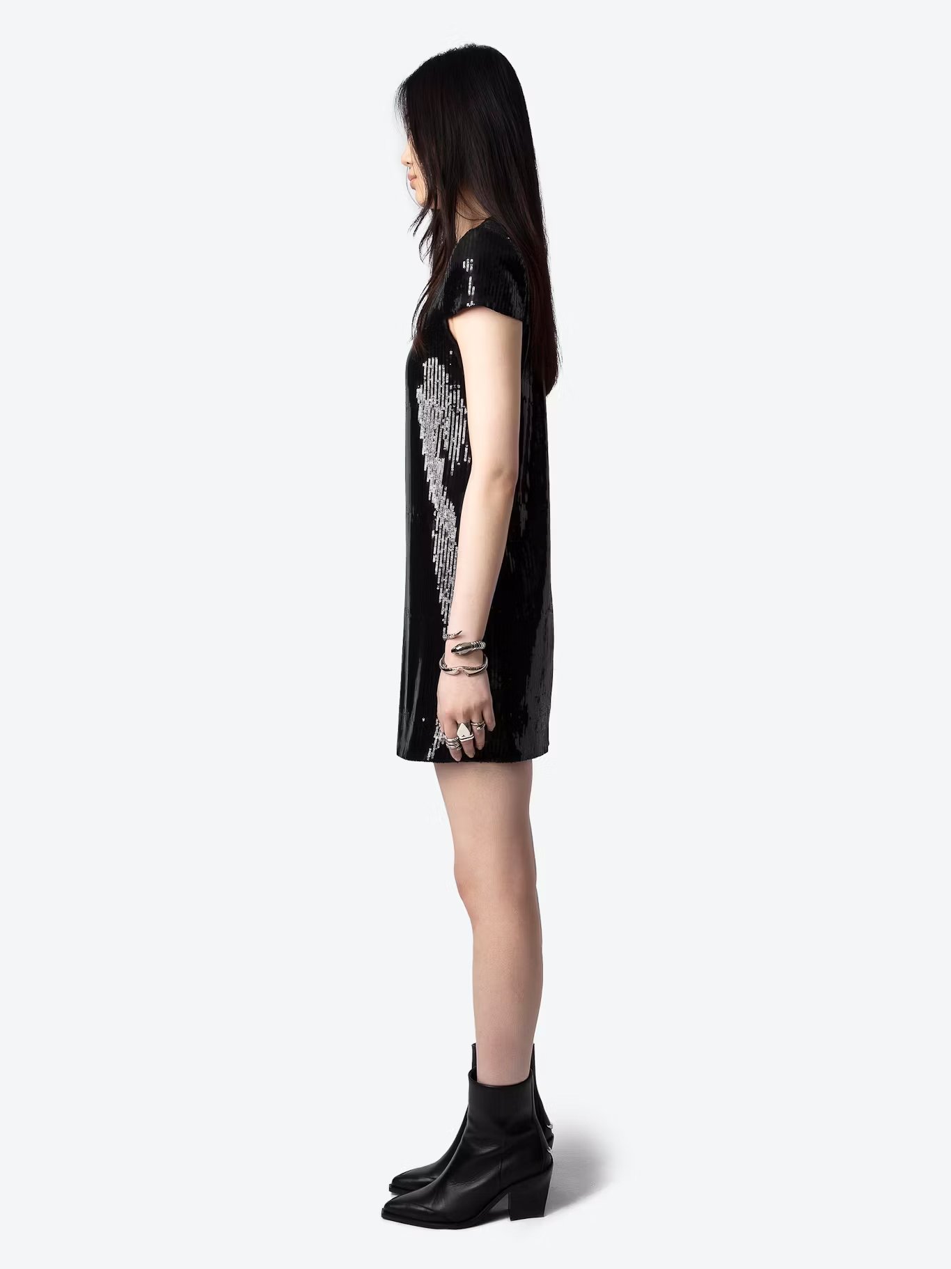 Robe courte à sequins en coton bio mélangé ZADIG&VOLTAIRE Noir