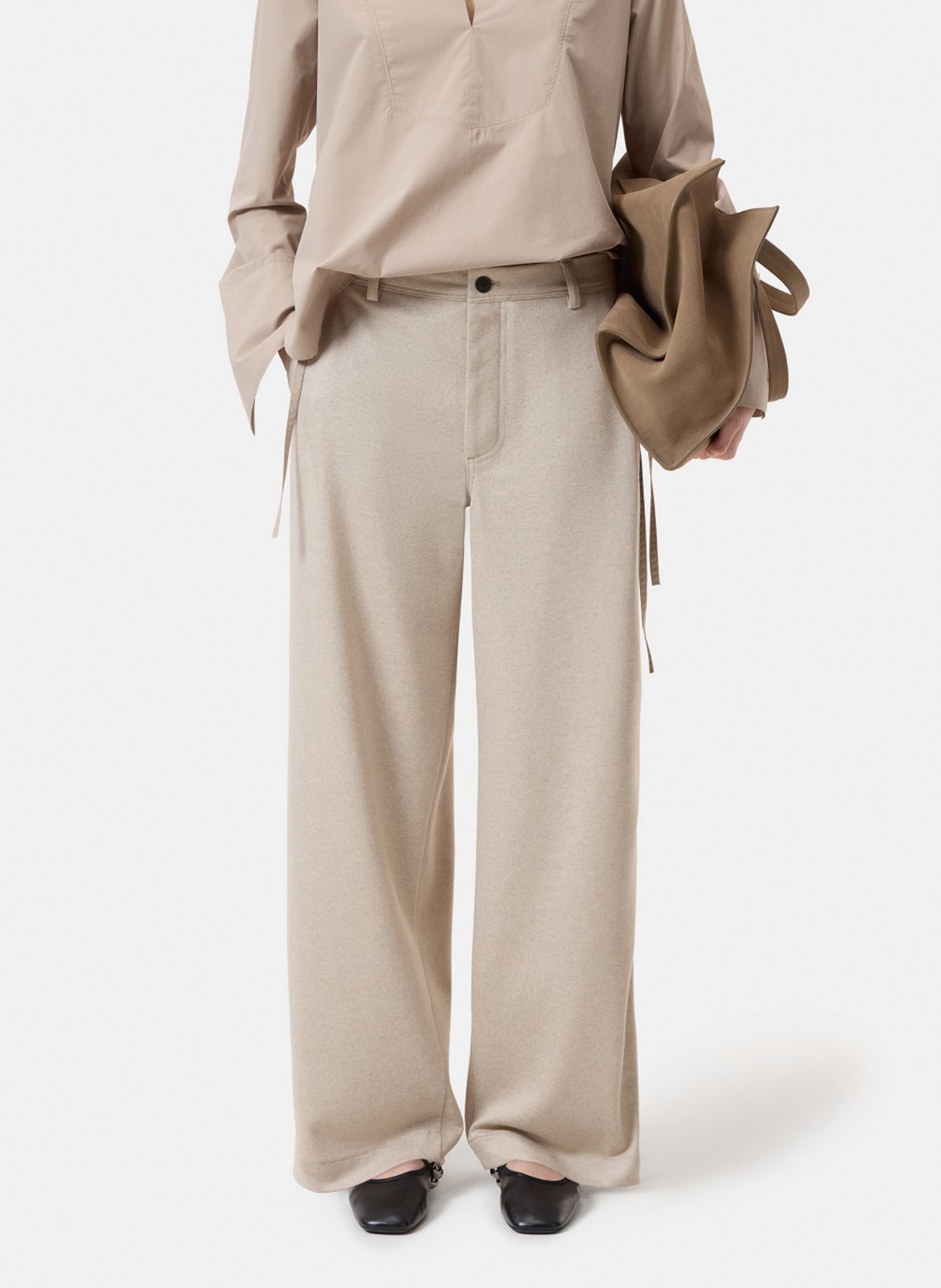 Pantalon large en laine recyclée CLOSED Gris