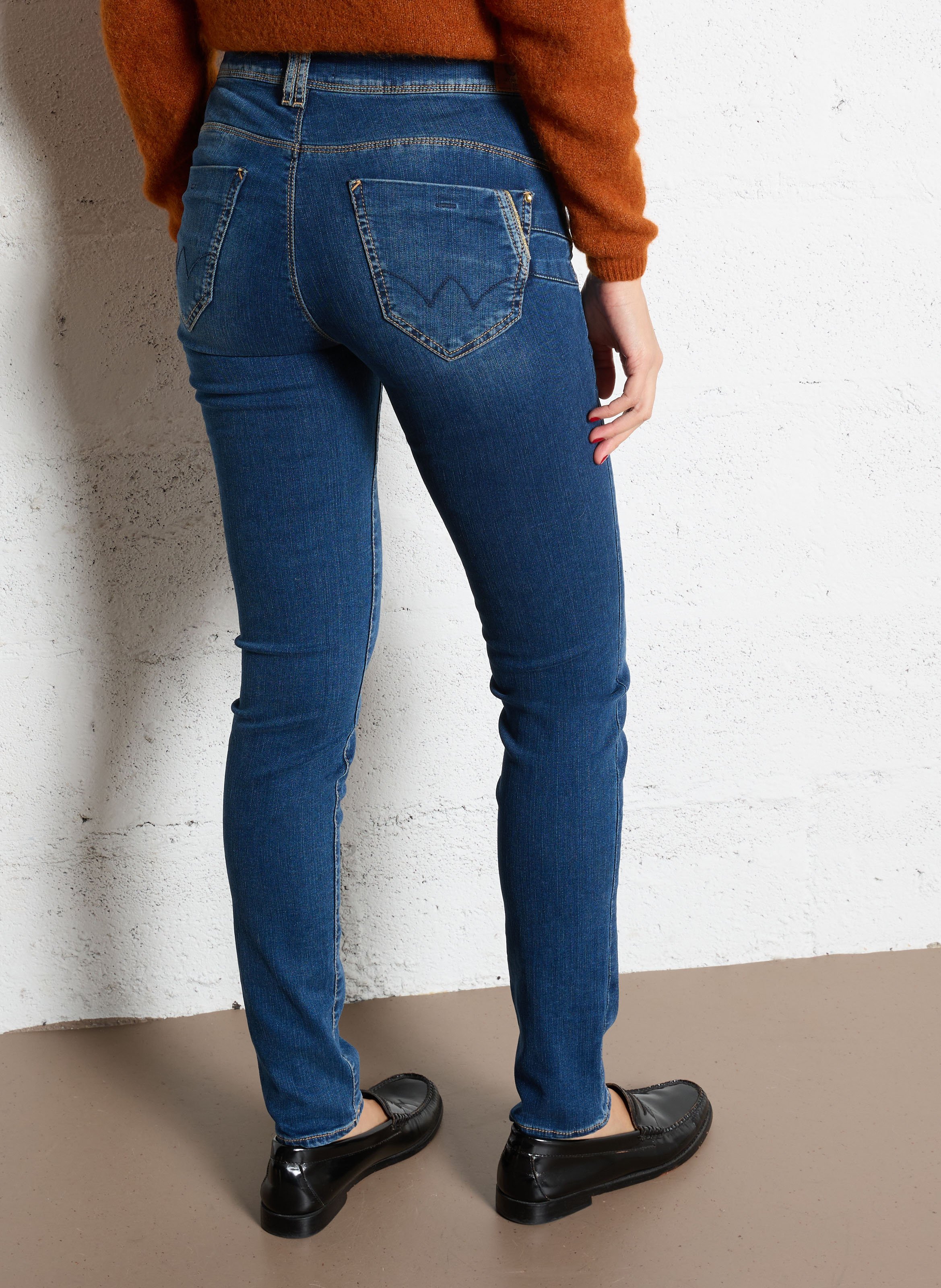 Jean slim taille mi-haute LE TEMPS DES CERISES Bleu