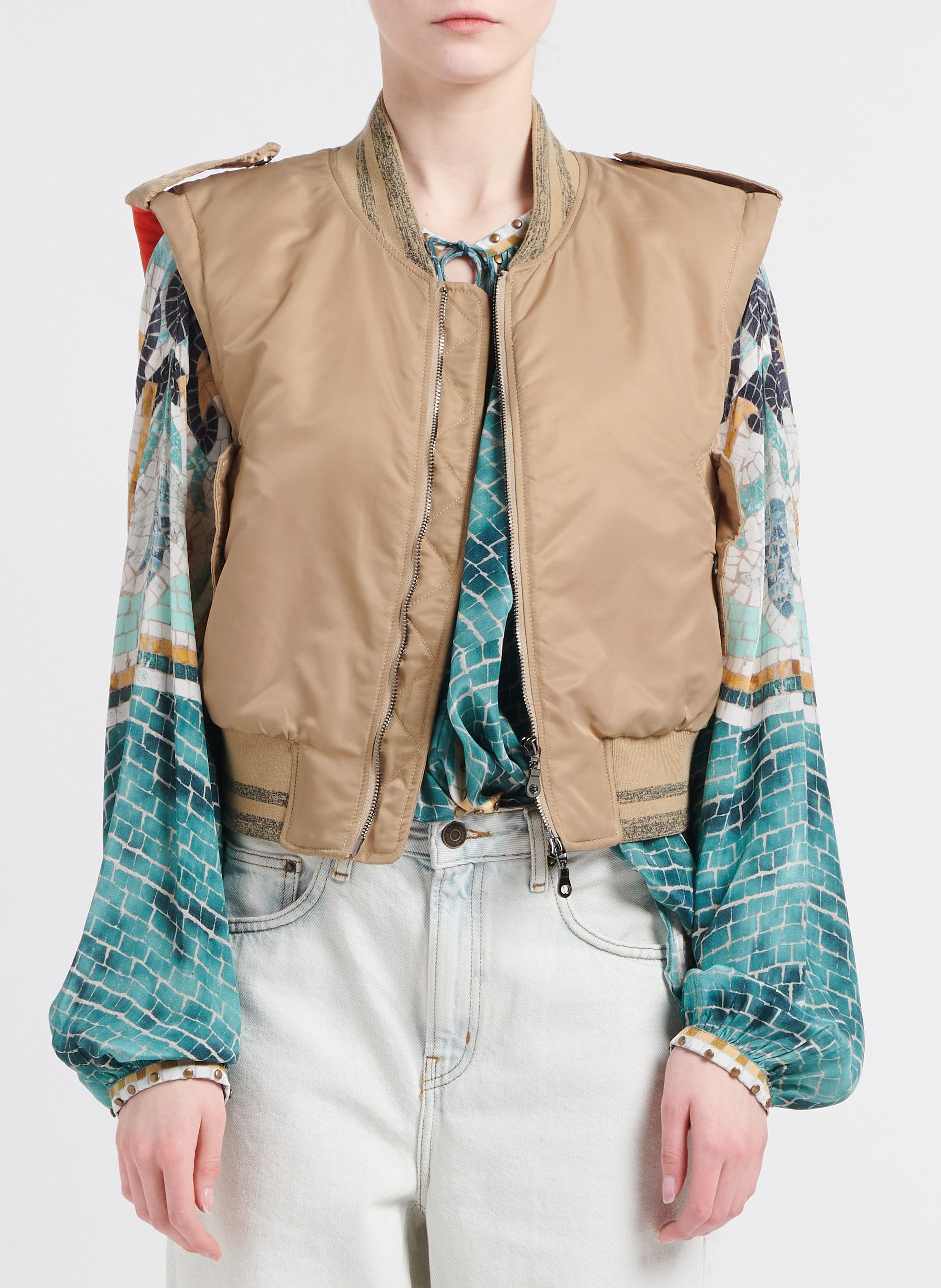 Blouson sans manches à franges MES DEMOISELLES Marron