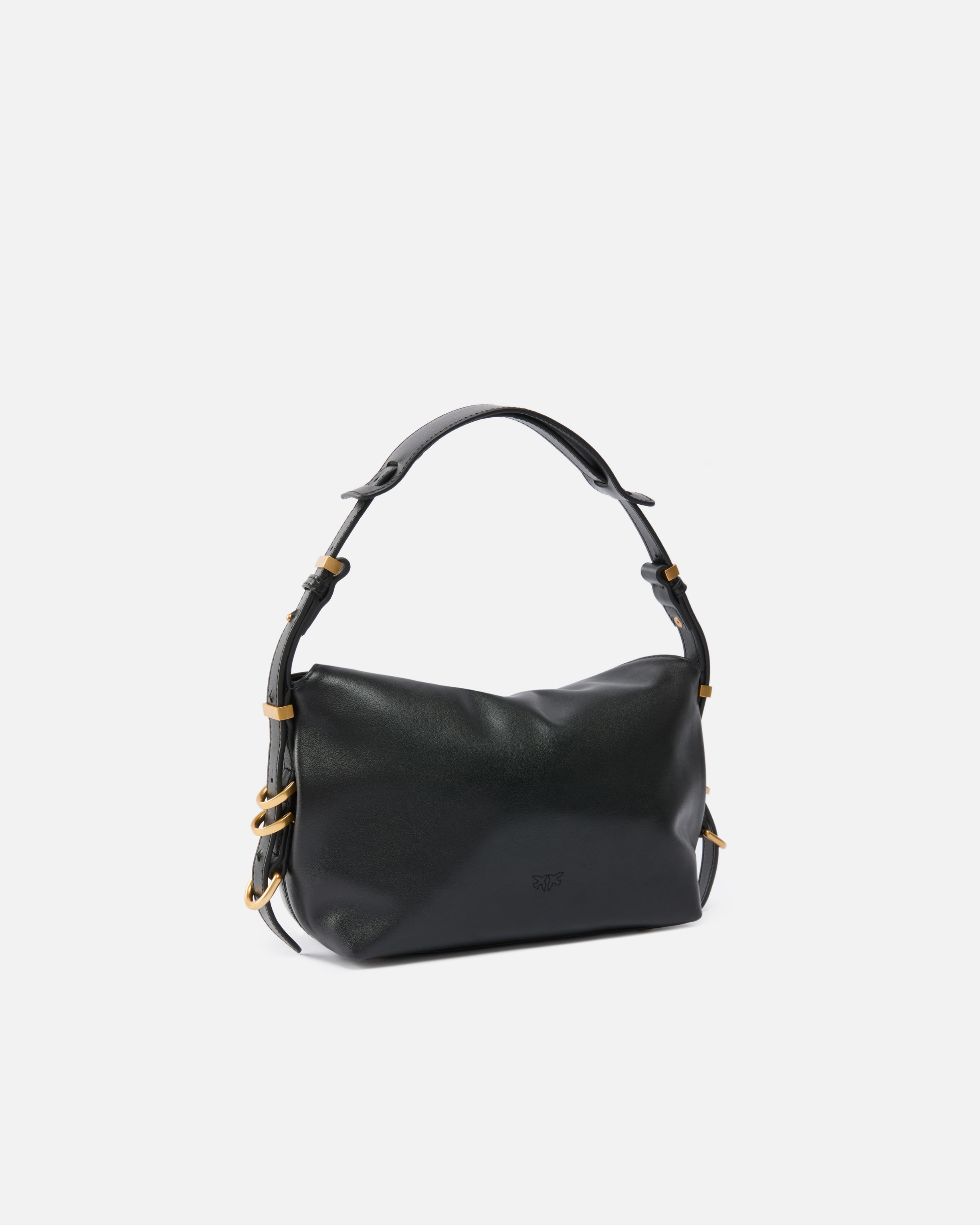 Petit sac porté épaule saddle bag en cuir PINKO Noir