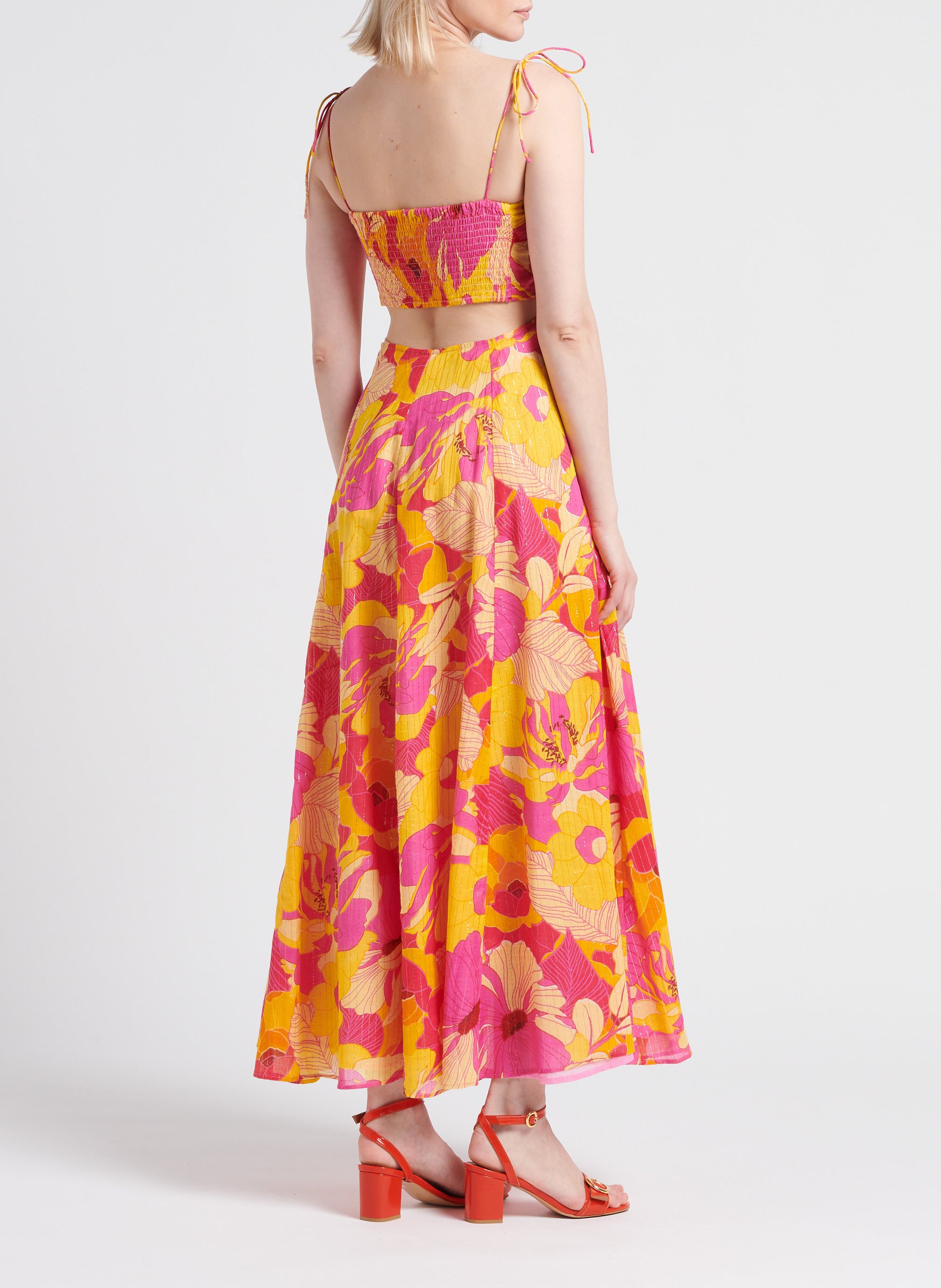 Halflange, katoenen jurk met bloemenprint SUNDRESS Veelkleurig