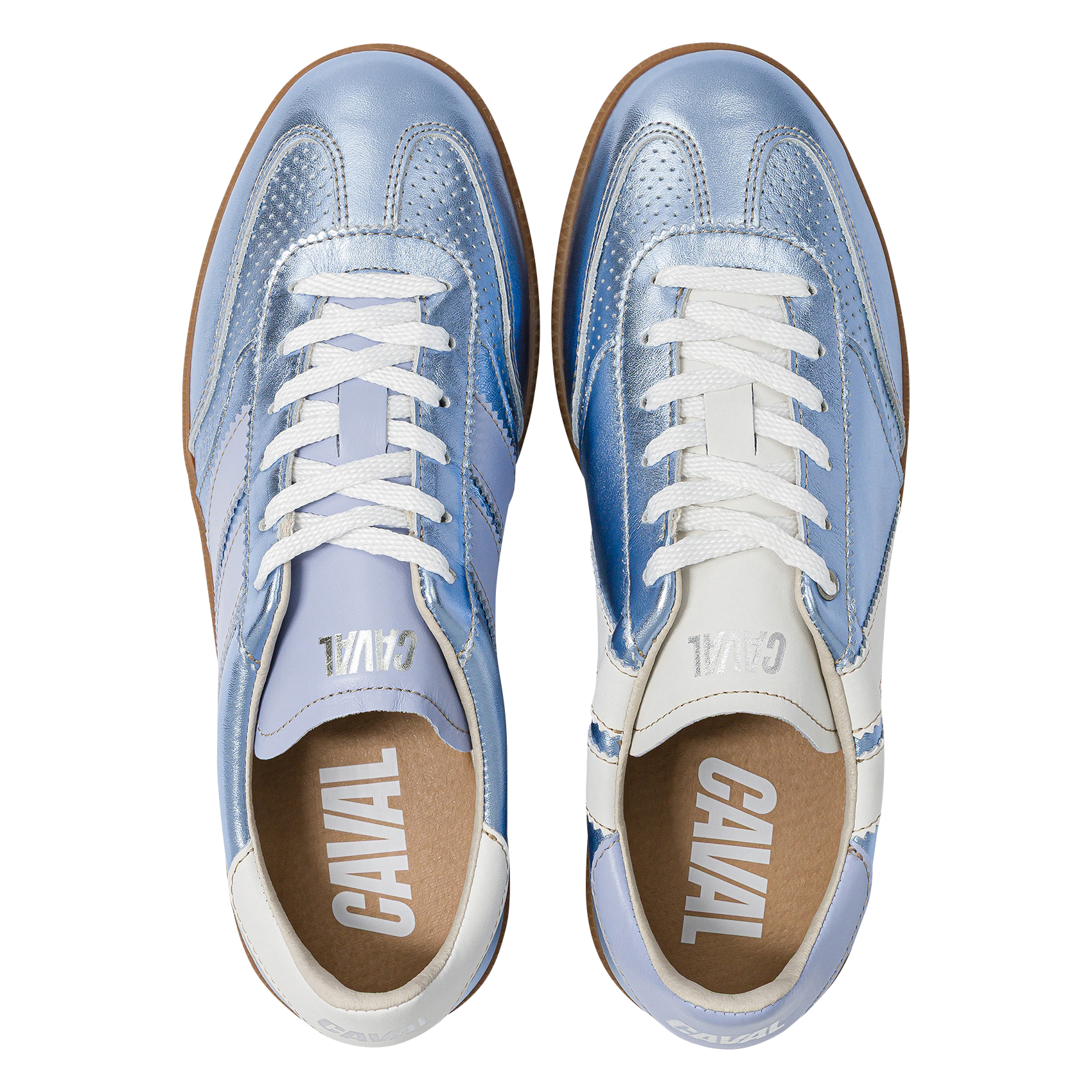Low metallic leather trainers CAVAL Blue