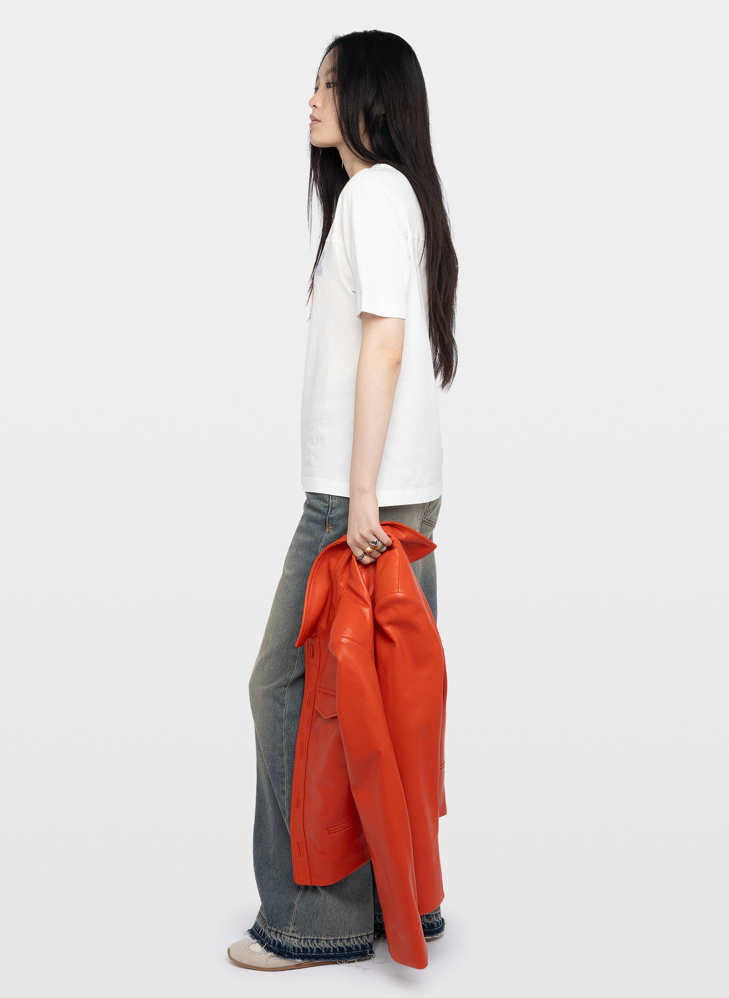 Tee-shirt manches courtes imprimé avec strass ZADIG&VOLTAIRE Blanc