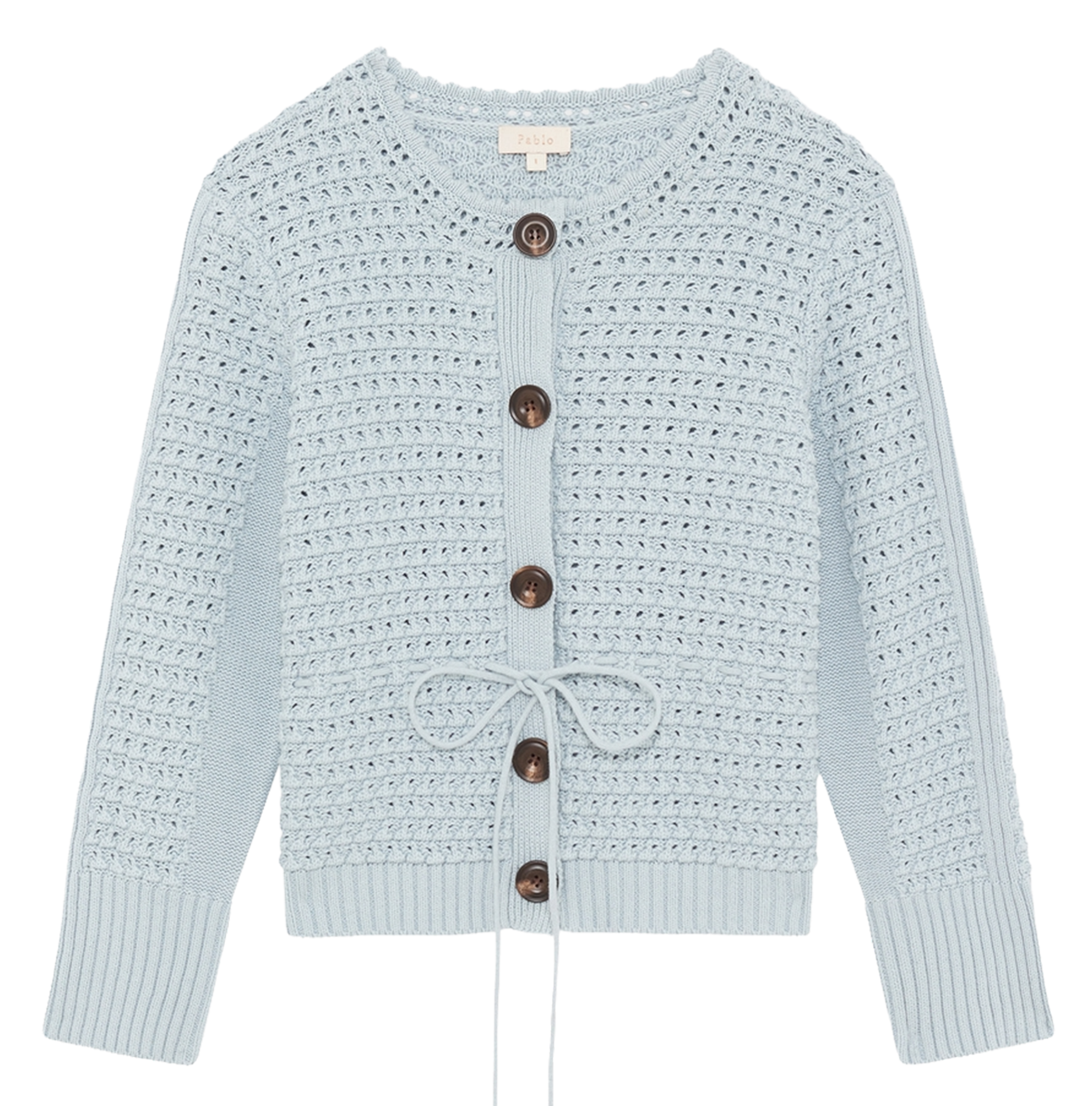 Gilet col rond en coton PABLO Bleu