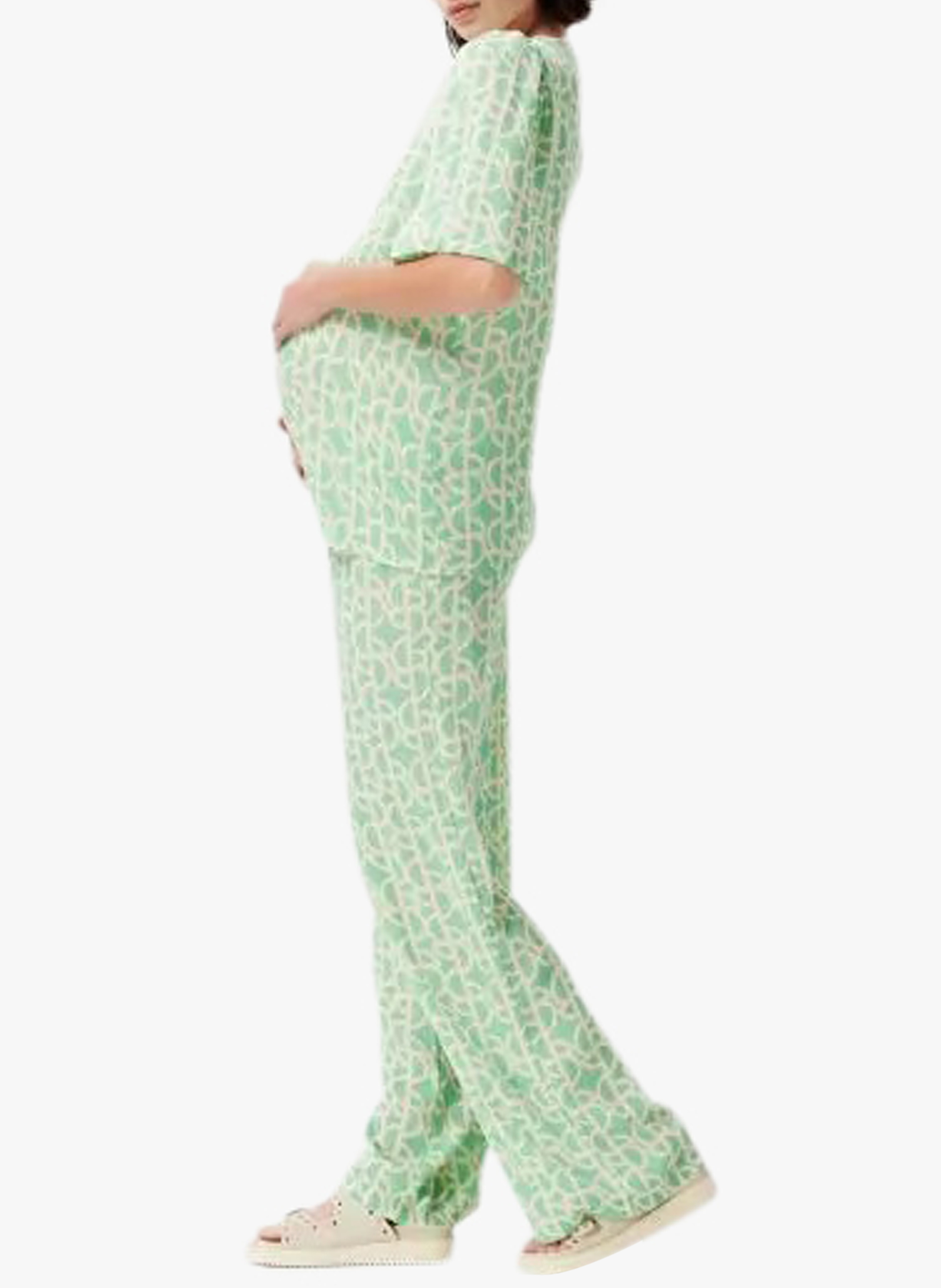 Blouse met ronde hals en print SUPERMOM Groen