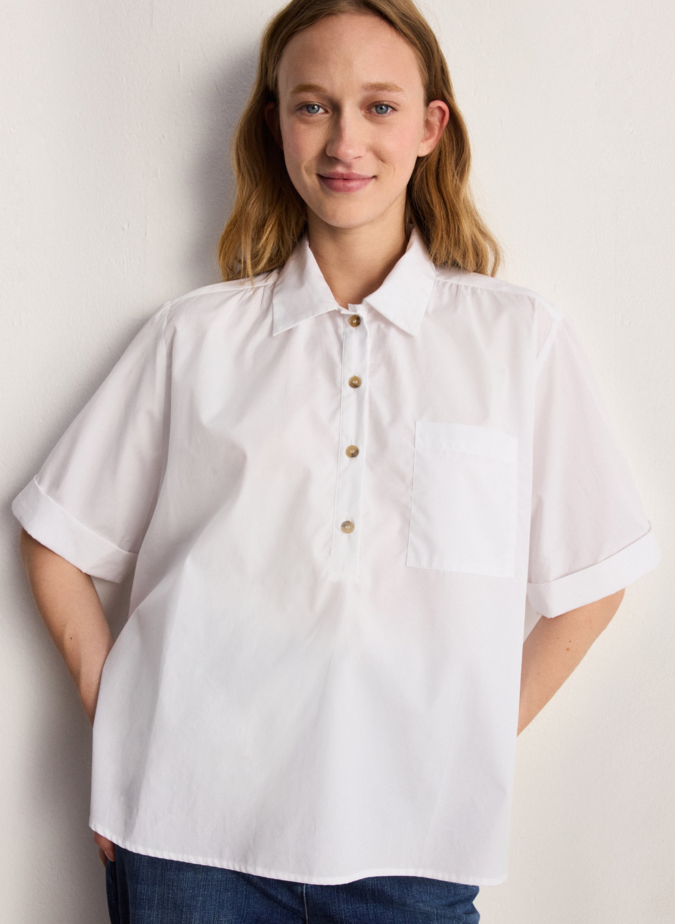 Loose-fit cotton blouse PABLO White