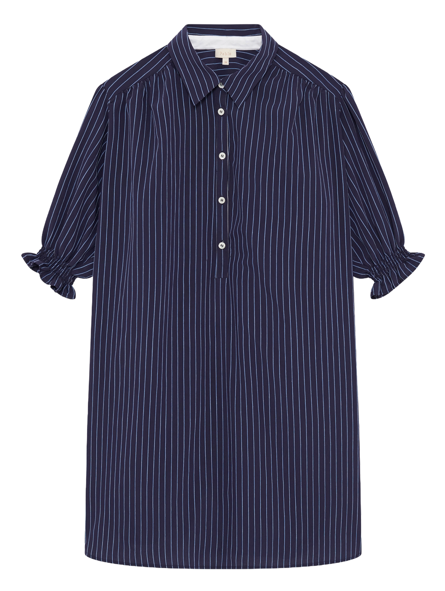 Short striped dress with classic collar PABLO Blue