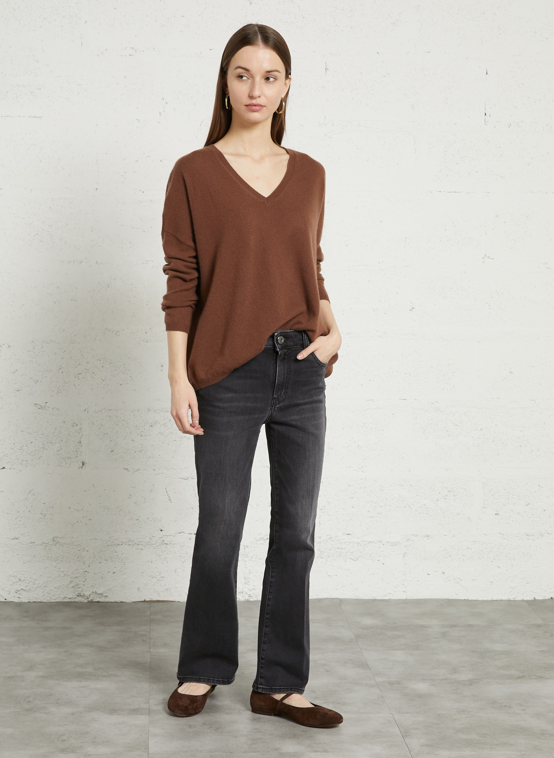 Ciel - Kaschmirpullover mit V-Ausschnitt SUD EXPRESS Braun