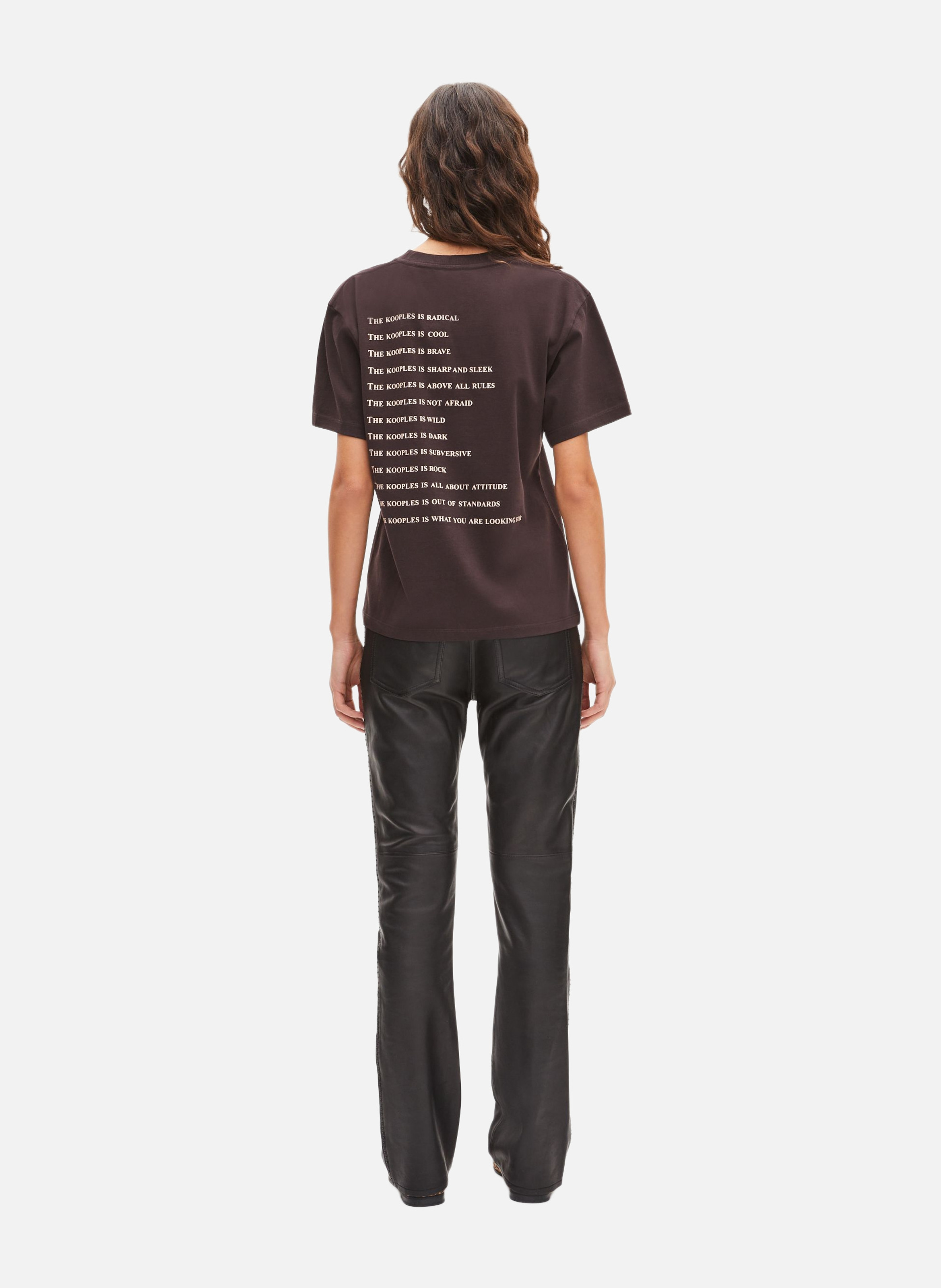 T-shirt with rhinestones THE KOOPLES Brown