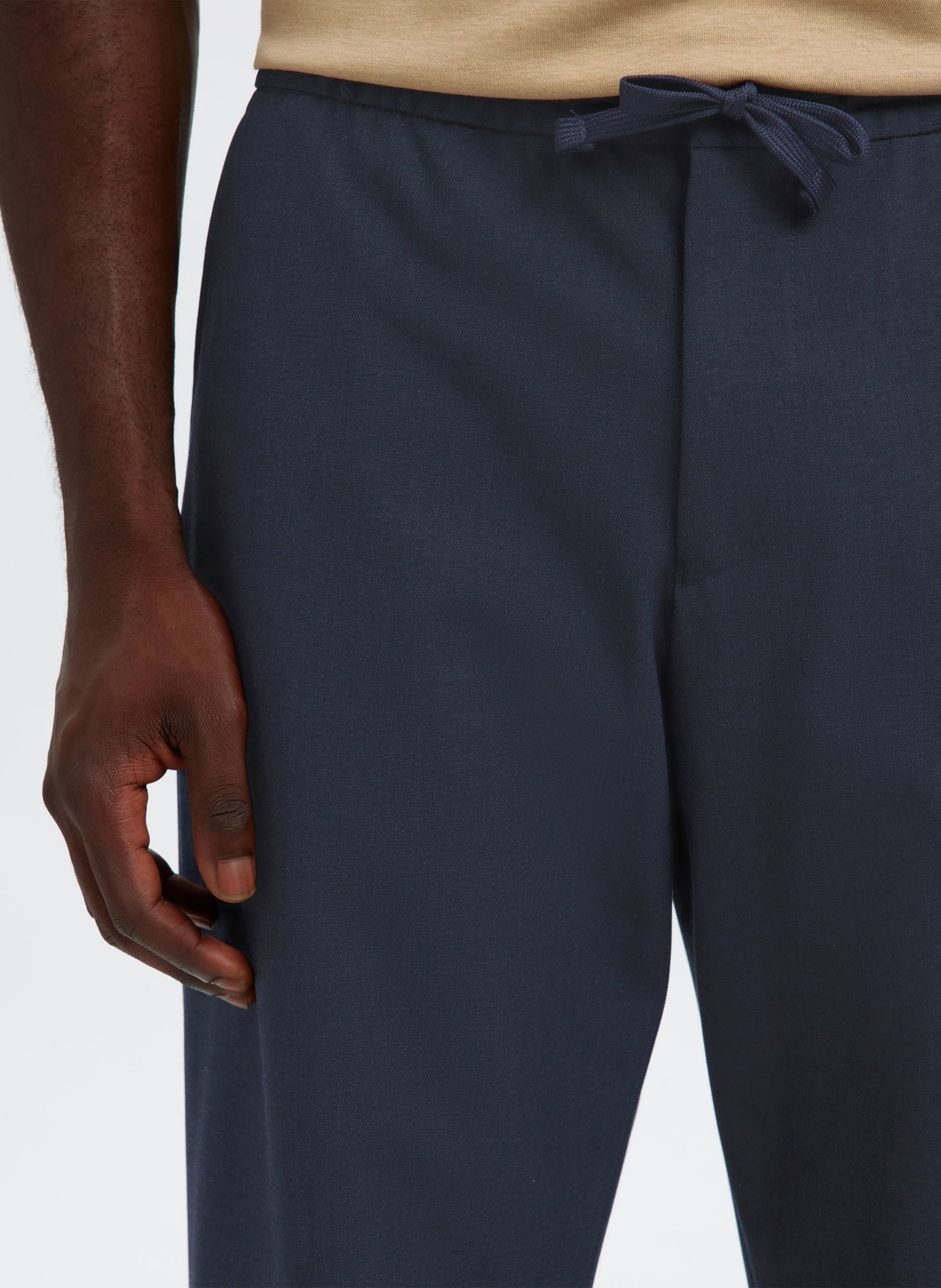 Straight pants in mixed recycled fibers SELECTED Blue