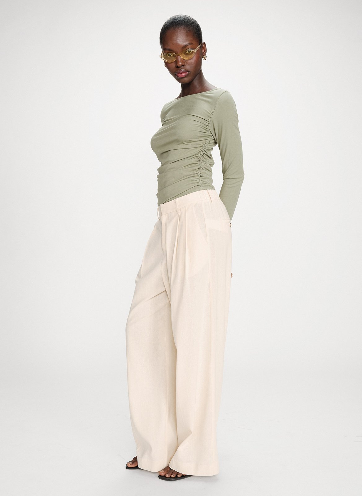 Pantalon large à rayures GRACE ET MILA Jaune