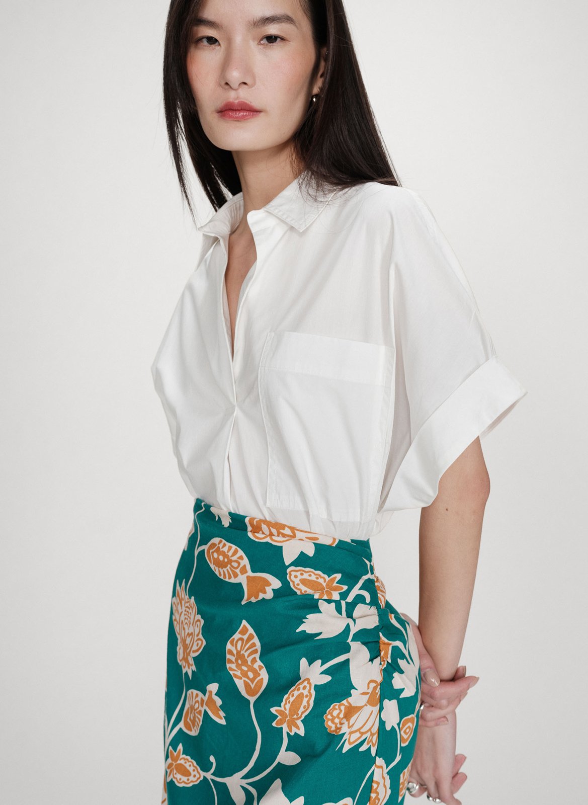 Floral print midi skirt GRACE ET MILA Green