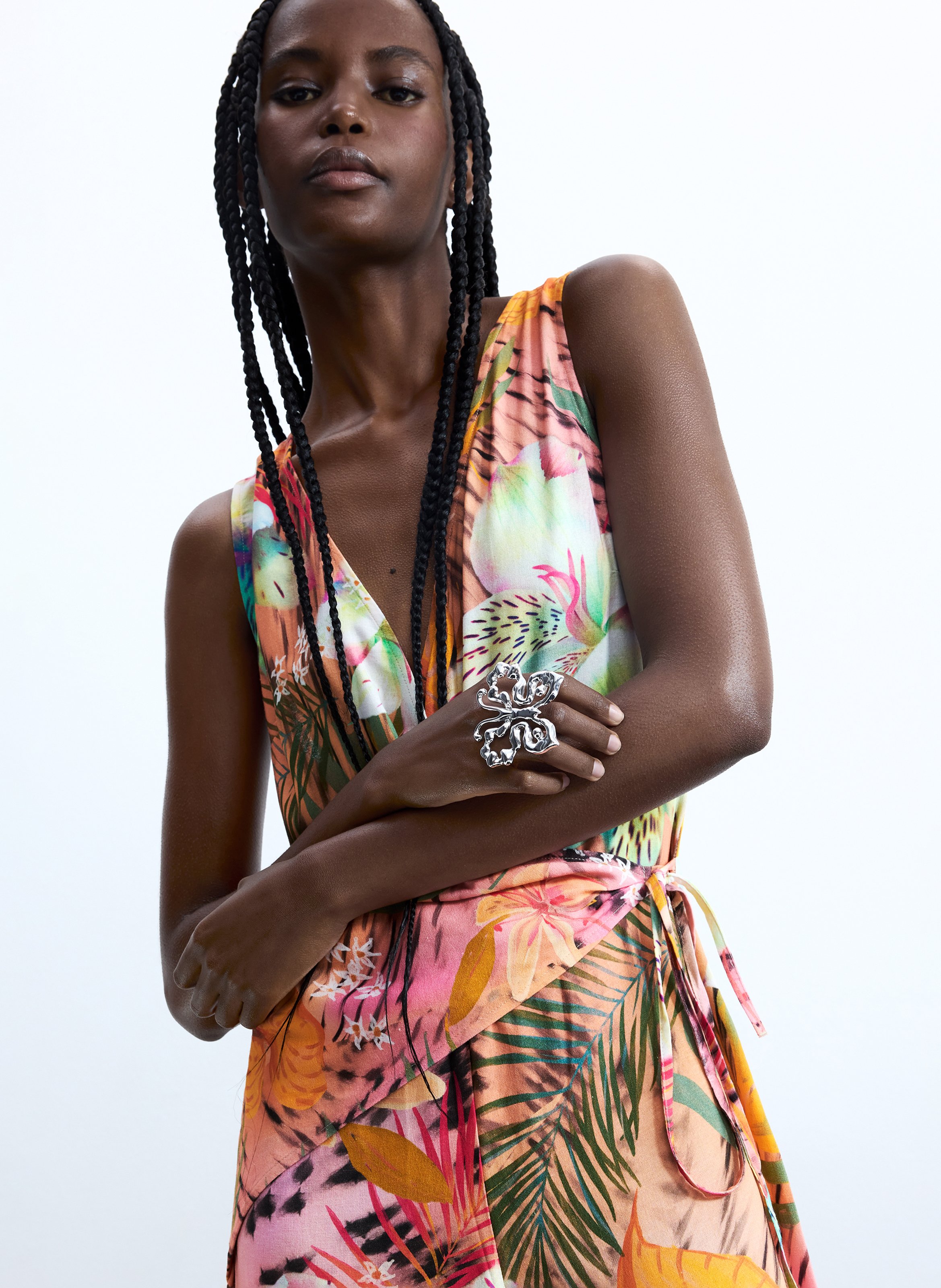 Jumpsuit met V-hals en print DESIGUAL Rood