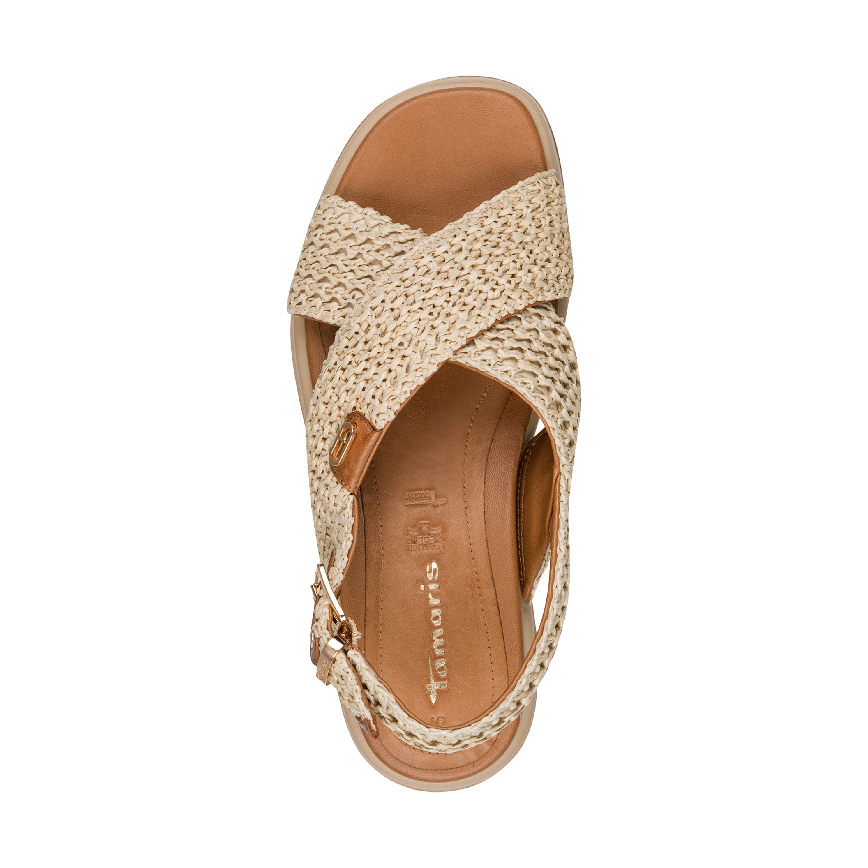 Leather wedge sandals TAMARIS Beige