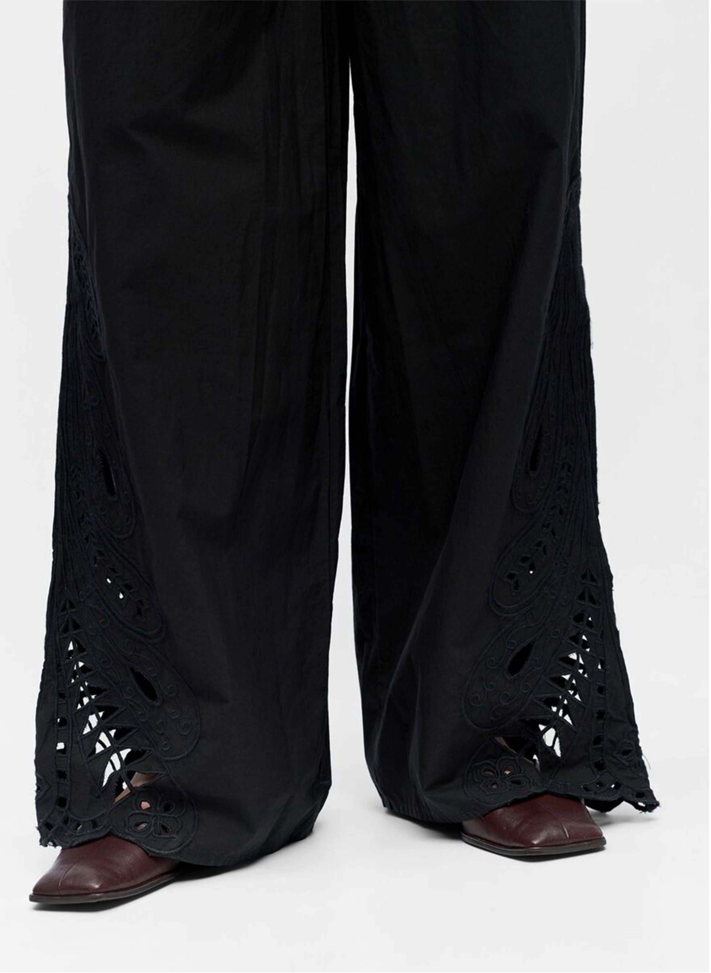 Weite Hose aus Bio-Baumwolle OBJECT Schwarz