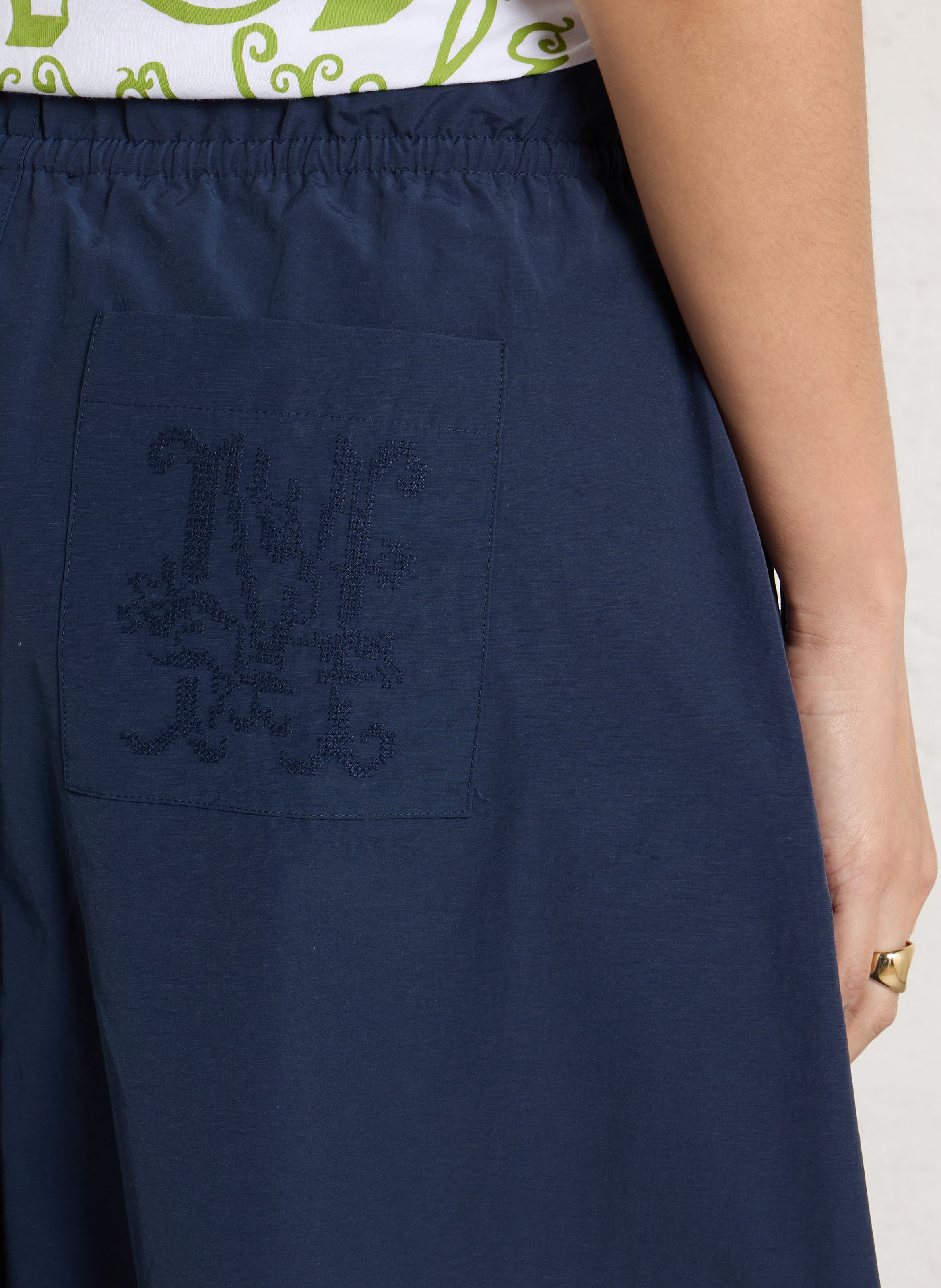 Ballon capri broek met hoge taille Blauw