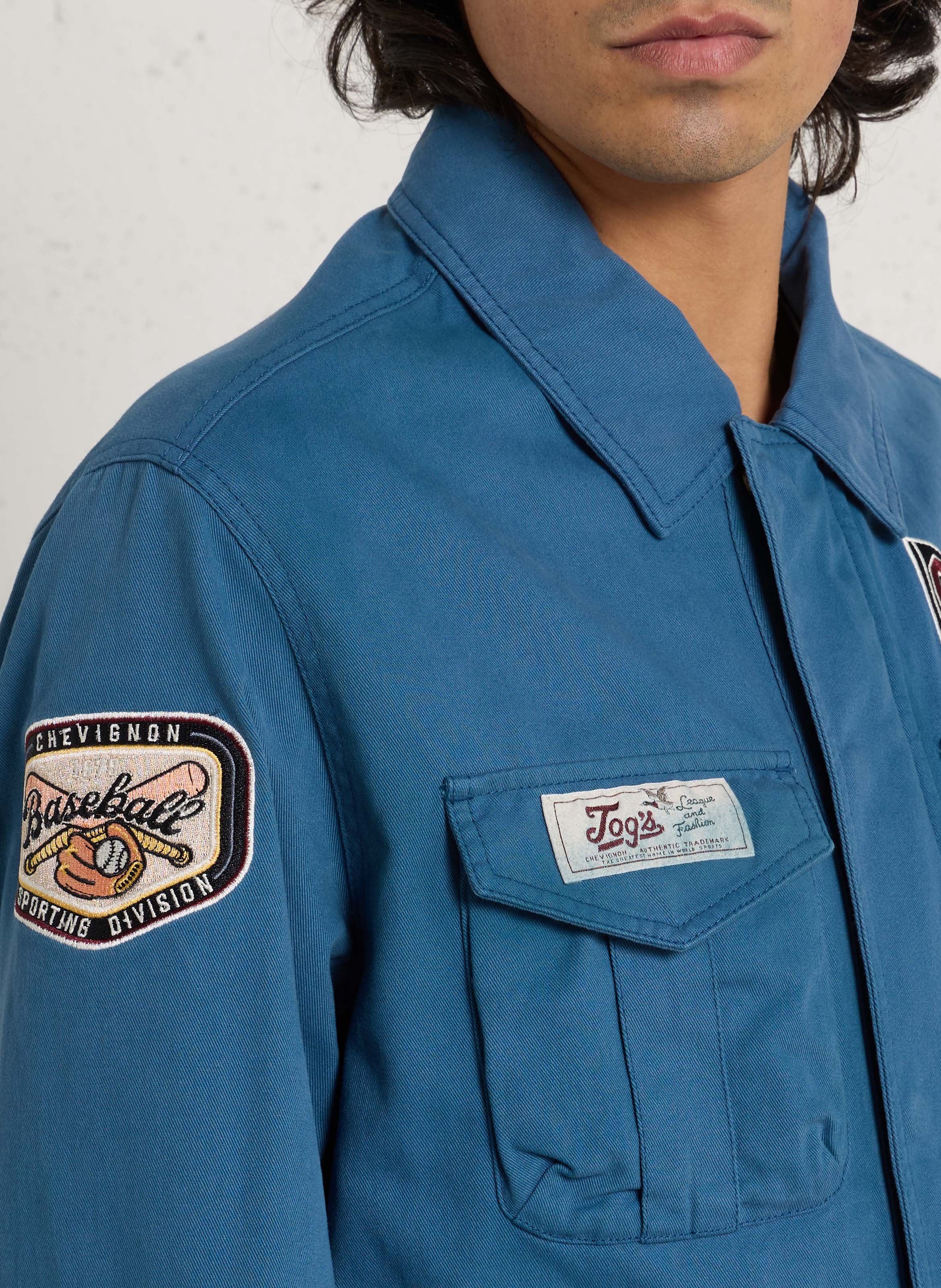 Rechte blouson met klassieke kraag van katoen. CHEVIGNON Blauw