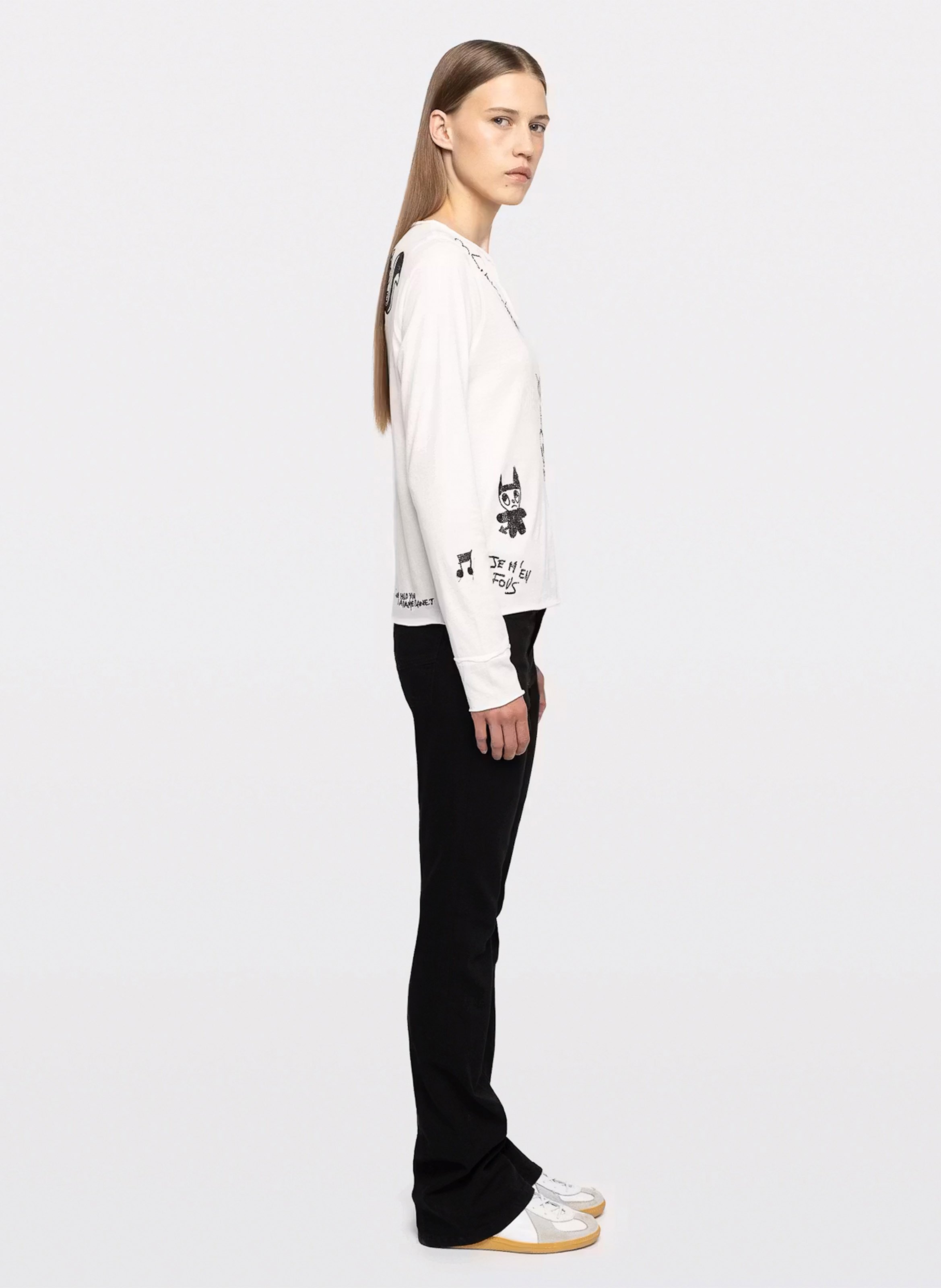 Tee-shirt droit col tunisien en coton ZADIG&VOLTAIRE Blanc