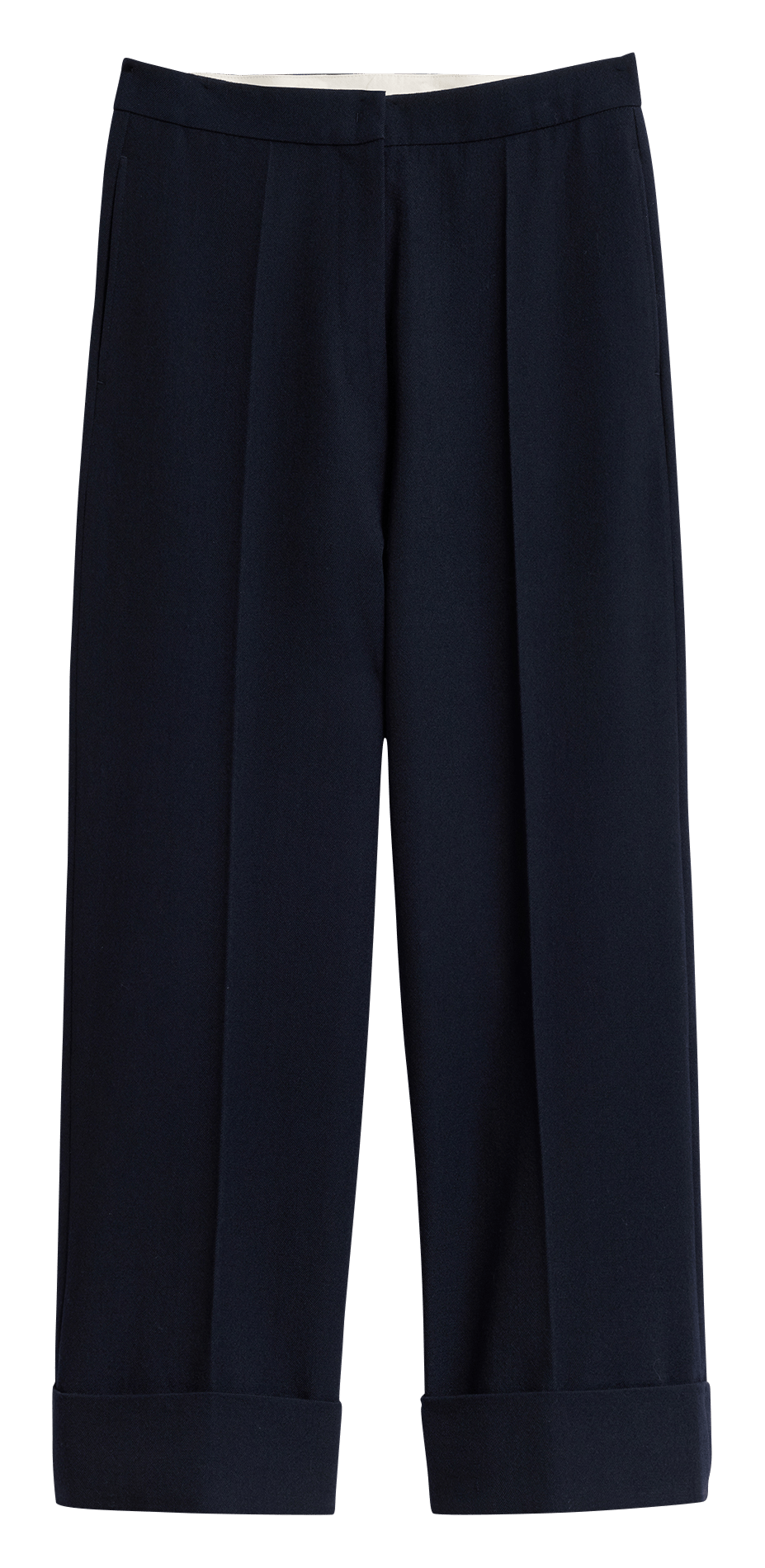 Wide-leg wool trousers with turn-ups SOEUR Blue