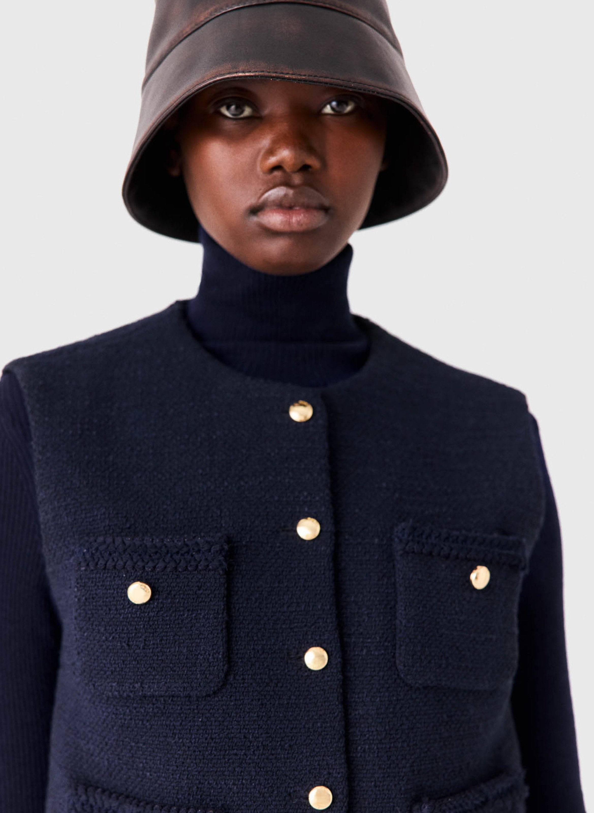 Veste droite courte sans manches MAJE Bleu