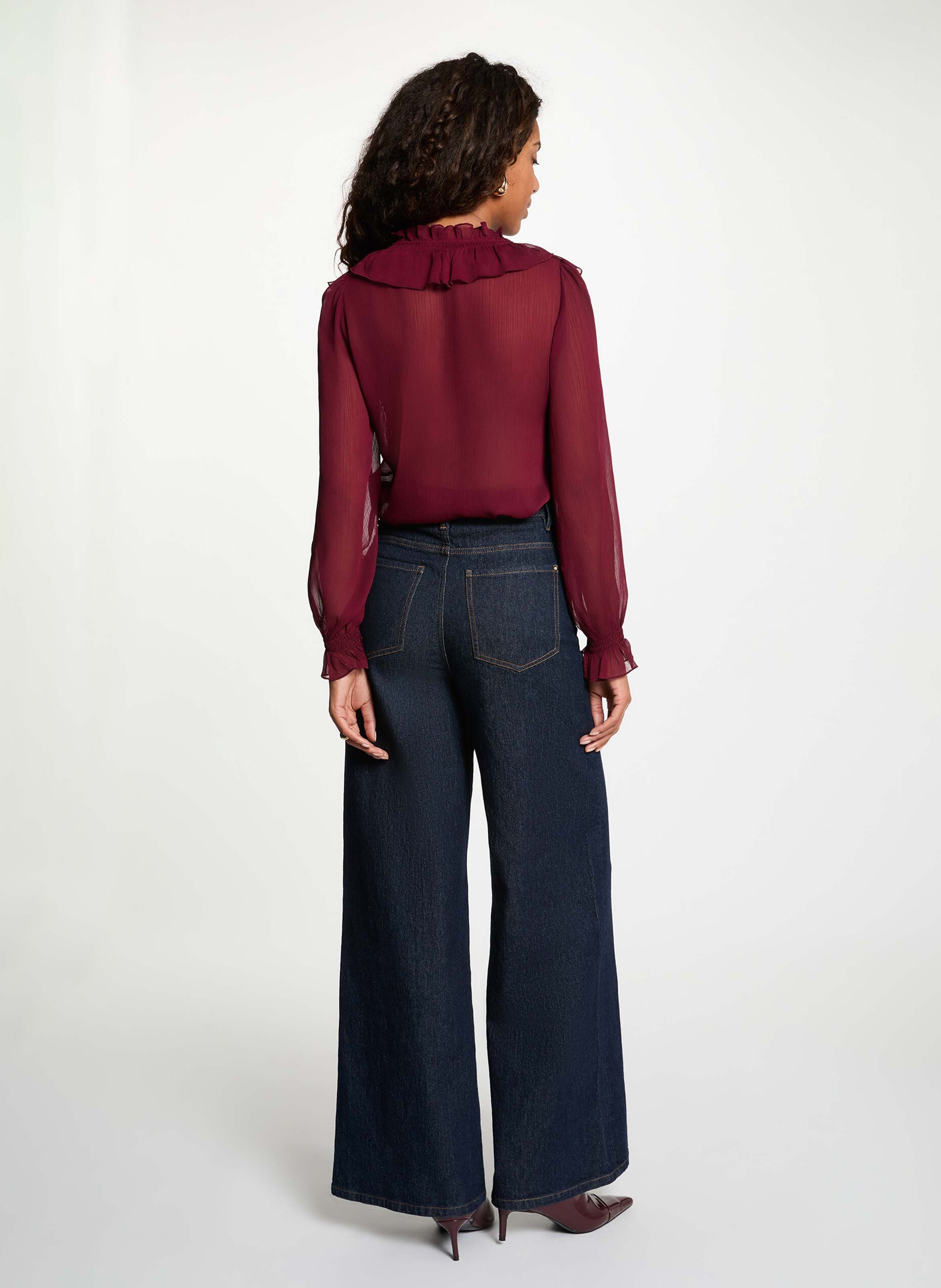 Blouse met V-hals | Rood MORGAN Dames