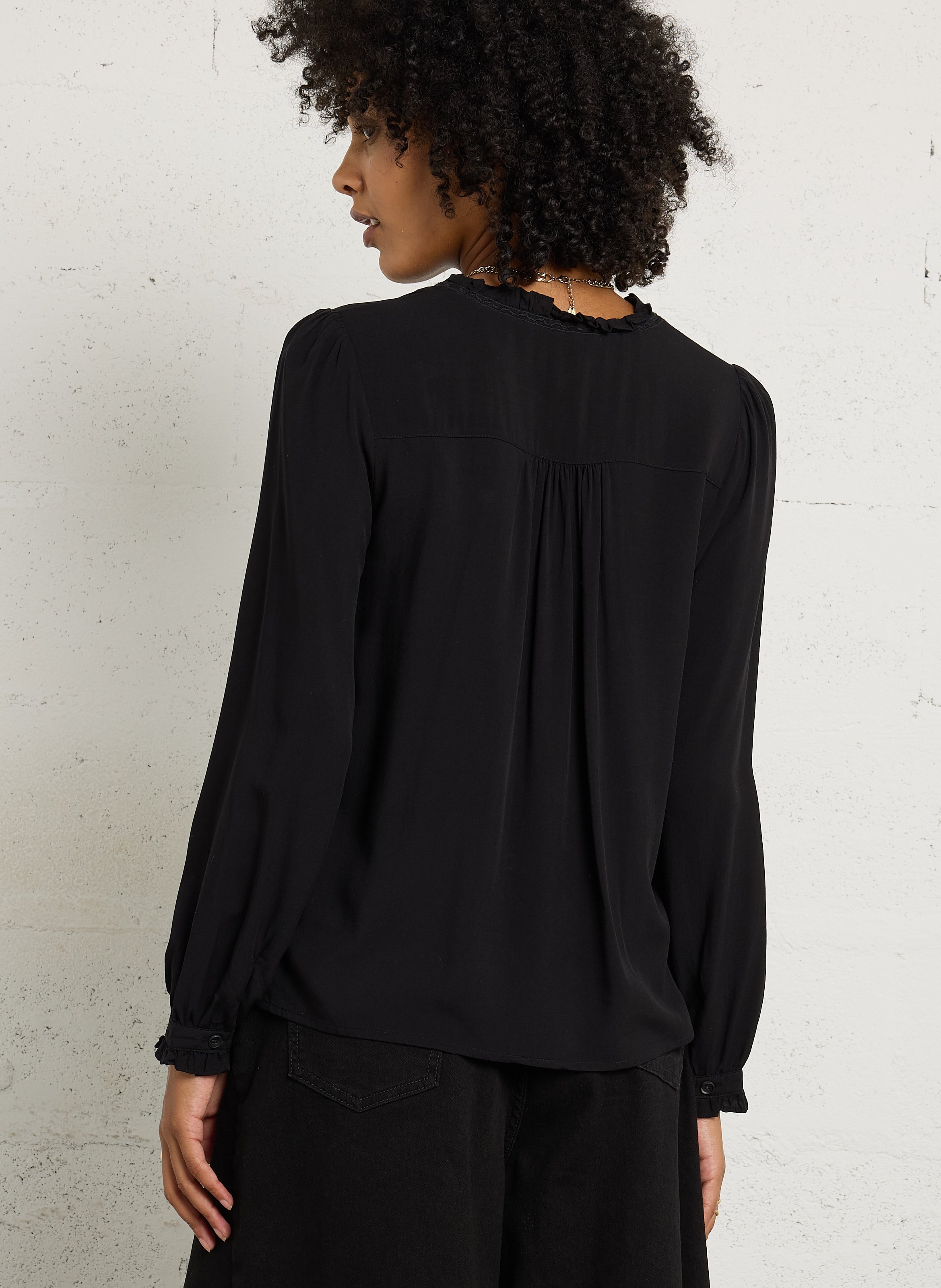 Chemise ample col V LA PETITE ETOILE Noir