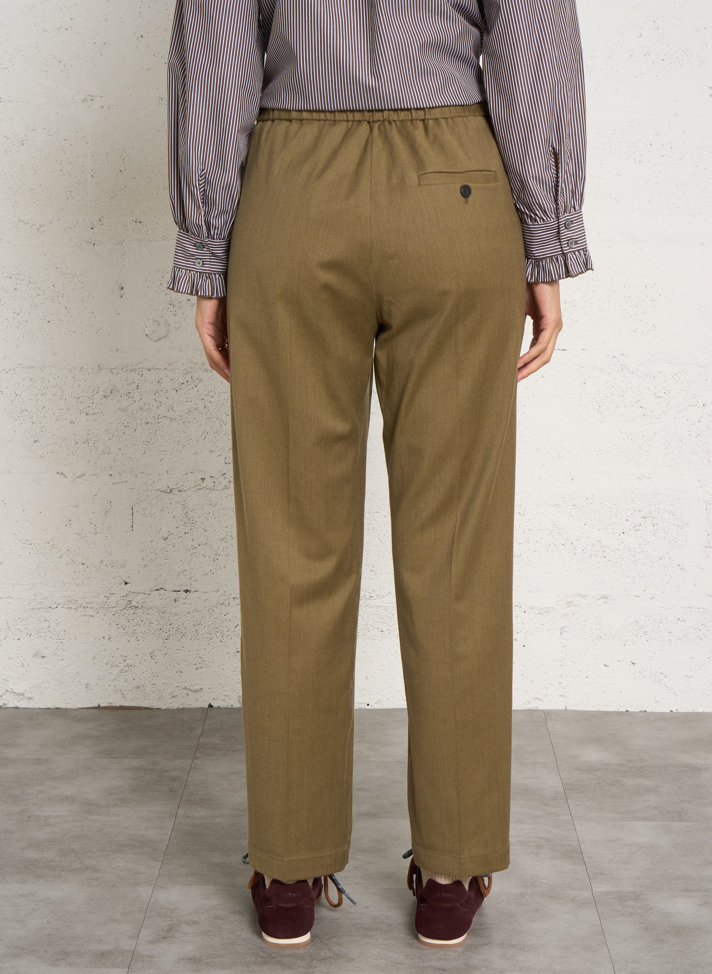 Pantalon droit taille mi-haute POMANDERE Vert