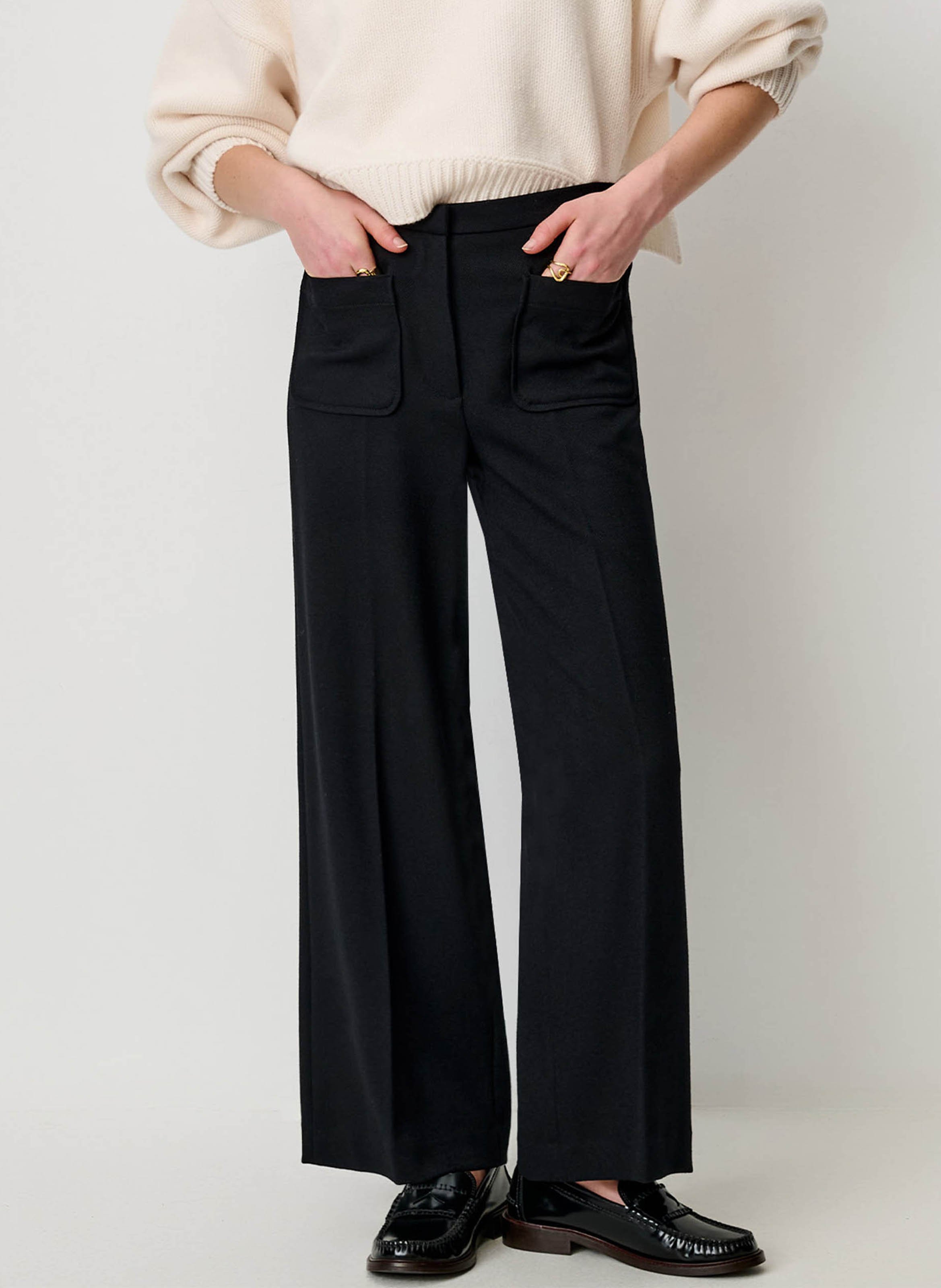 Gerade Hose mit Falten SESSUN Schwarz