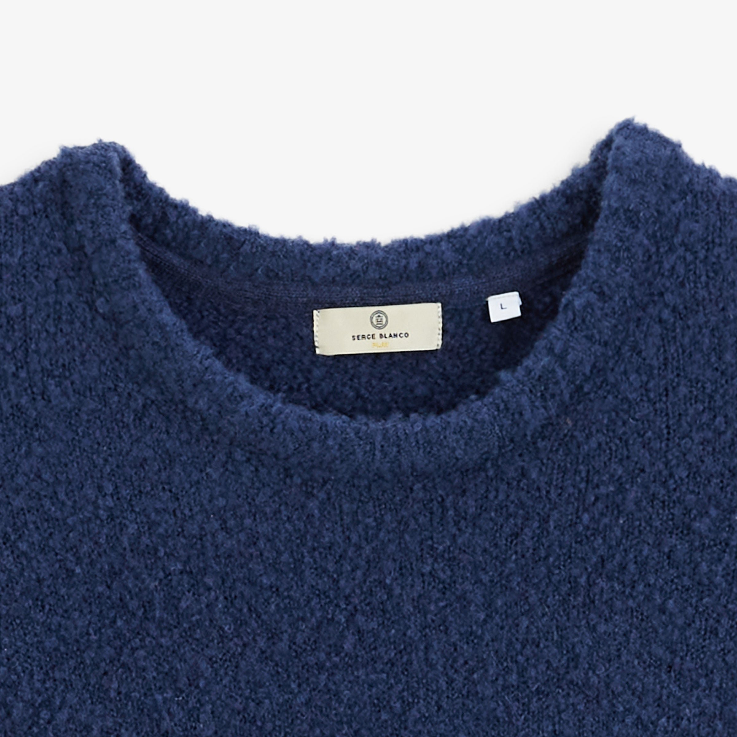 Murray indigo blue bouclé-effect wool crew-neck sweater SBPLAY SERGE BLANCO Blue