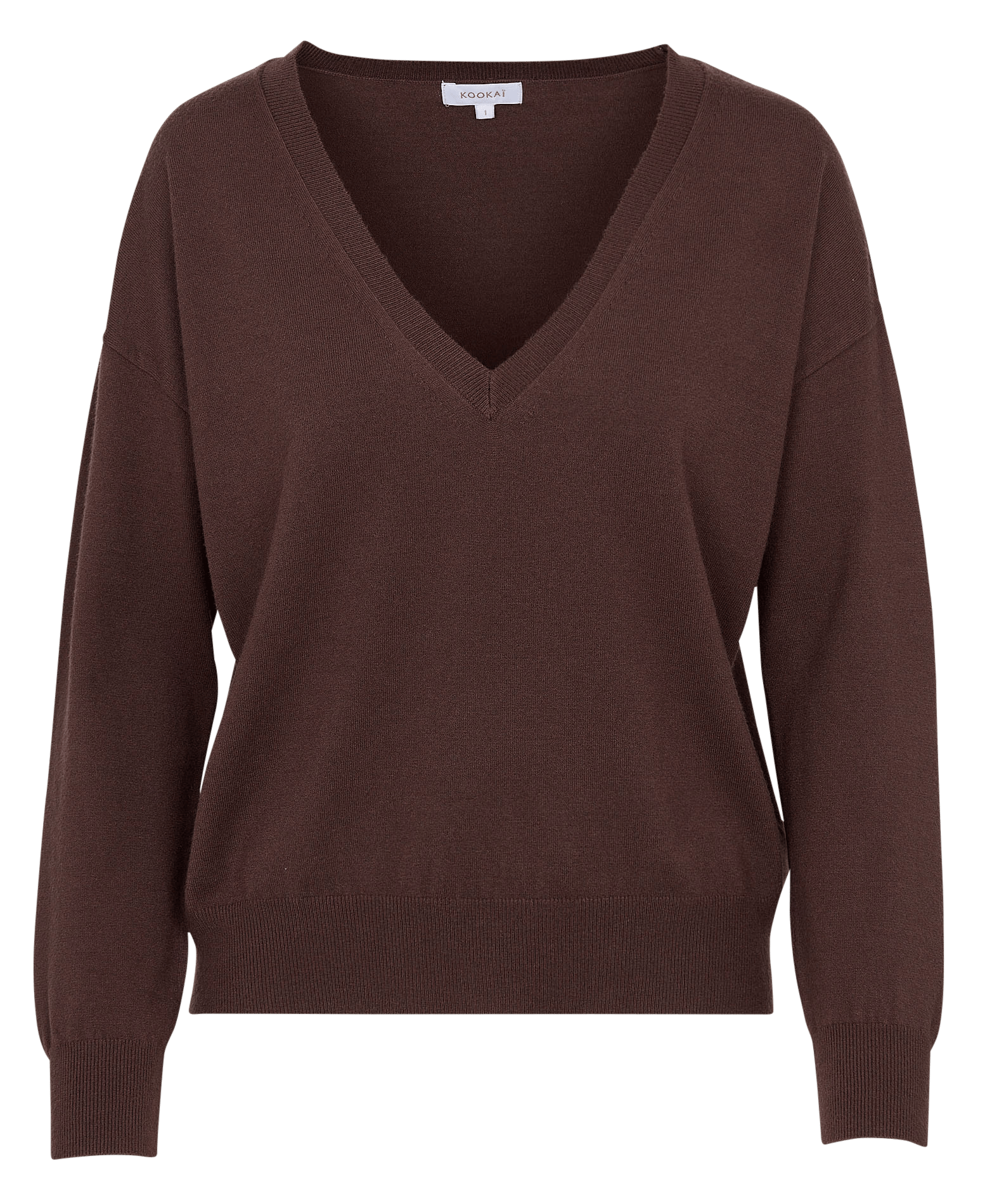 Pull droit col v uni KOOKAI Marron