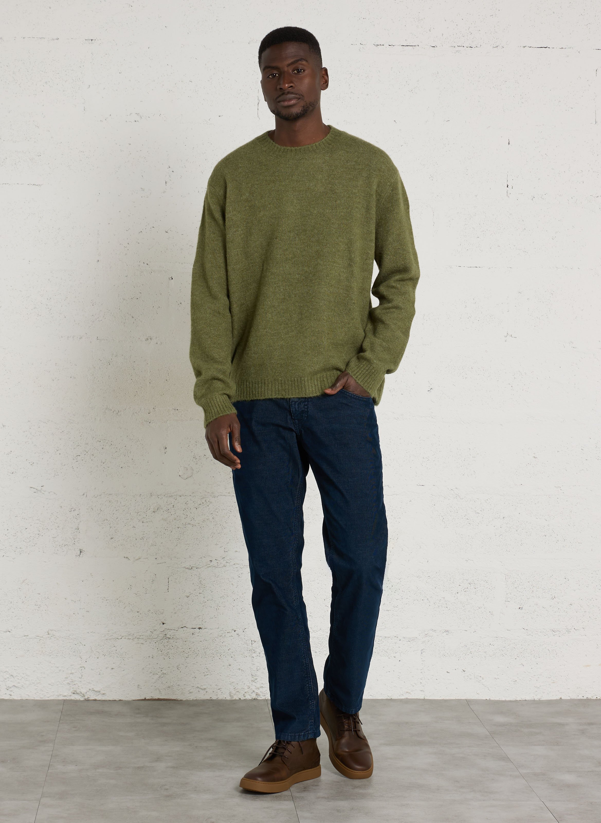 Gerade geschnittener Rundhalspullover aus Strick-Mix PEPE JEANS Grun