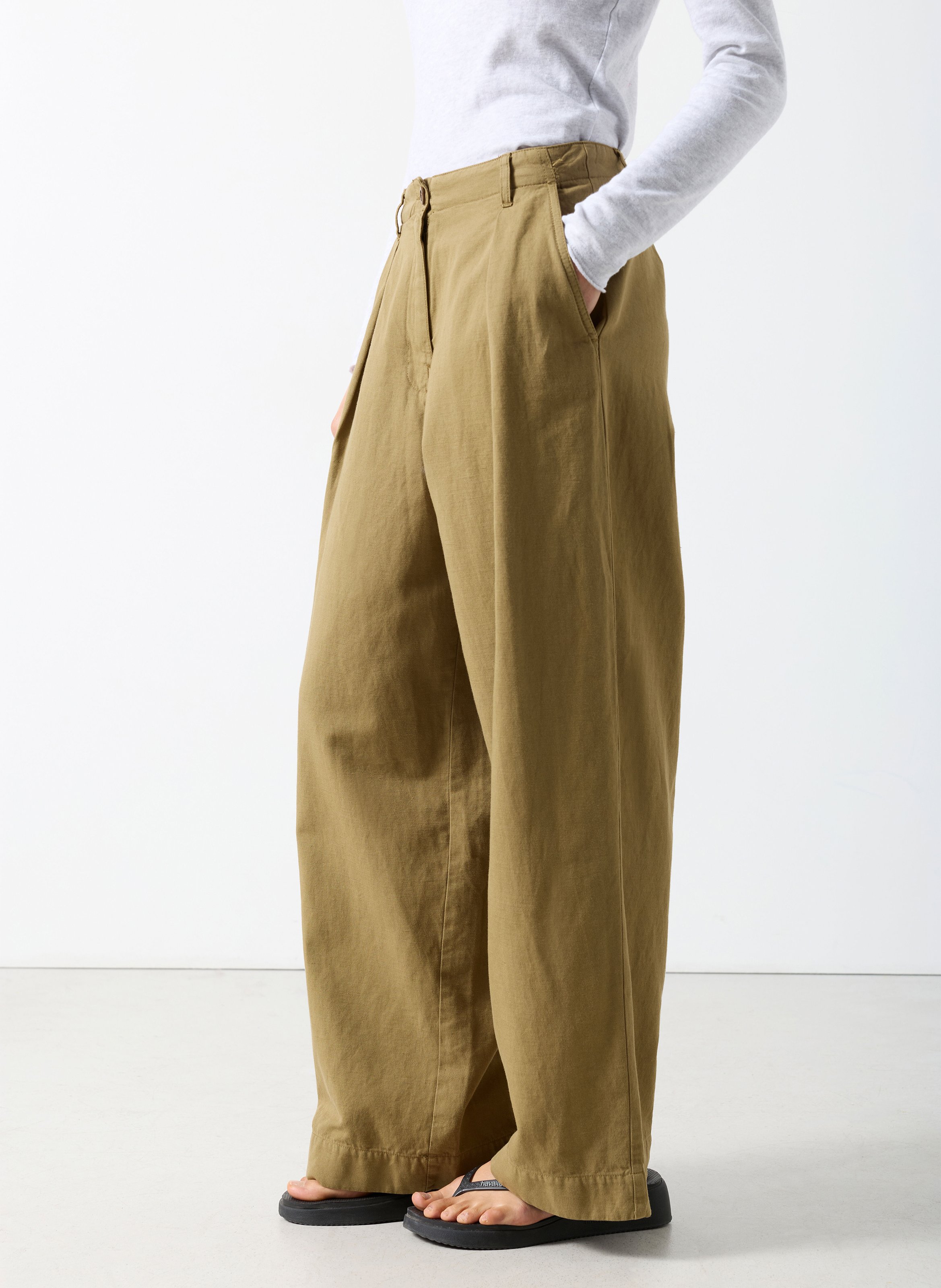 Straight cotton and linen pants AMERICAN VINTAGE Brown