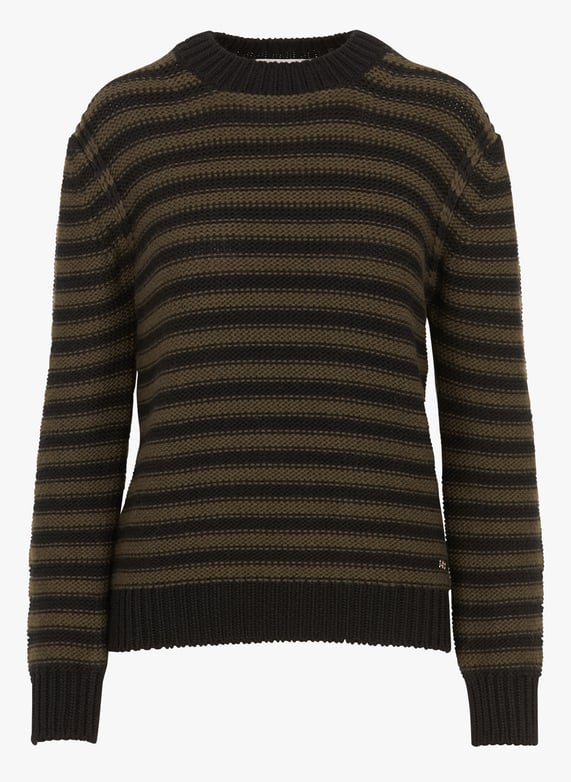 Pull col rond rayé en laine S1