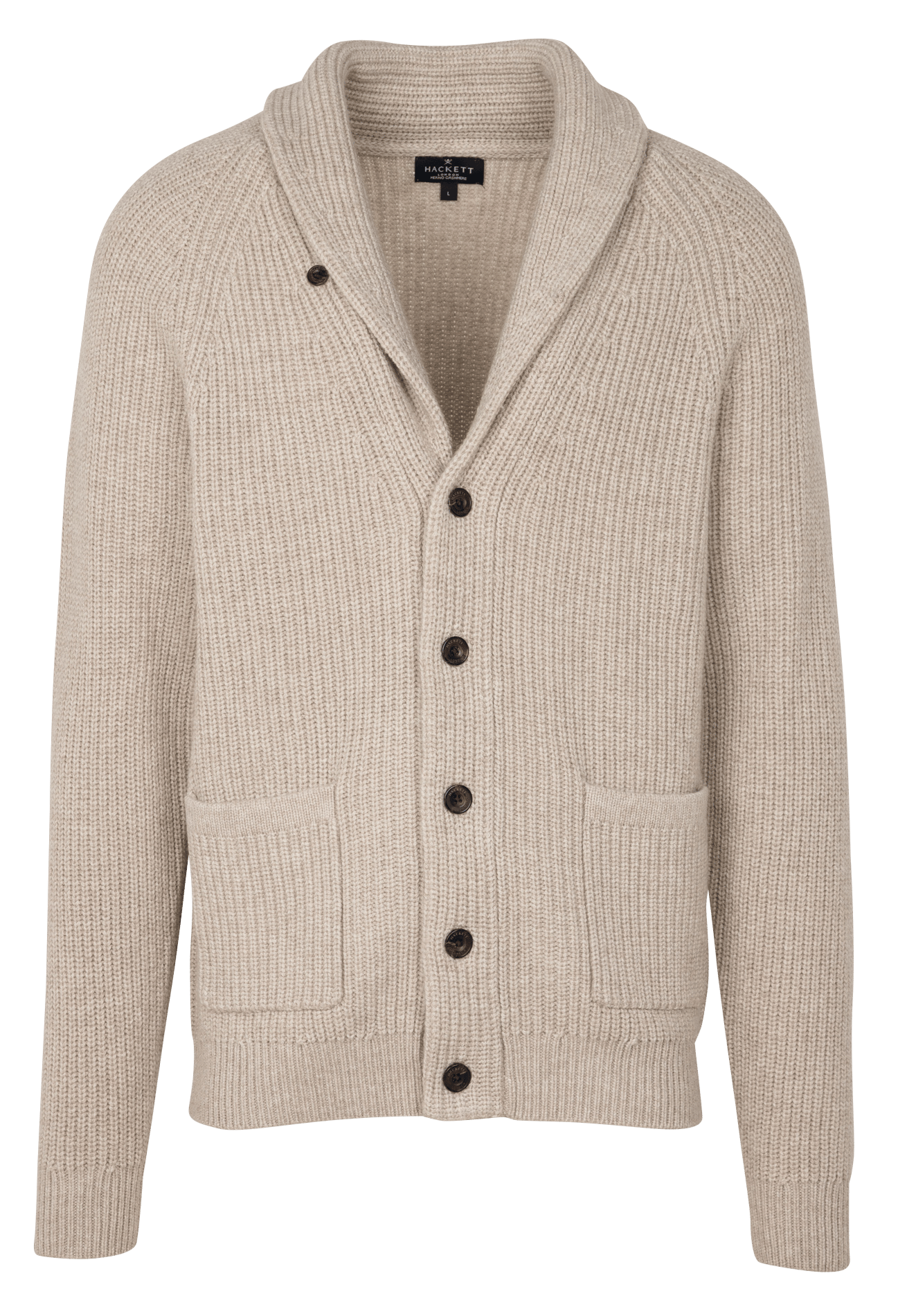 Wool-blend Cardigan With Shawl Collar Camel Beige Hackett - Men | Place des  Tendances