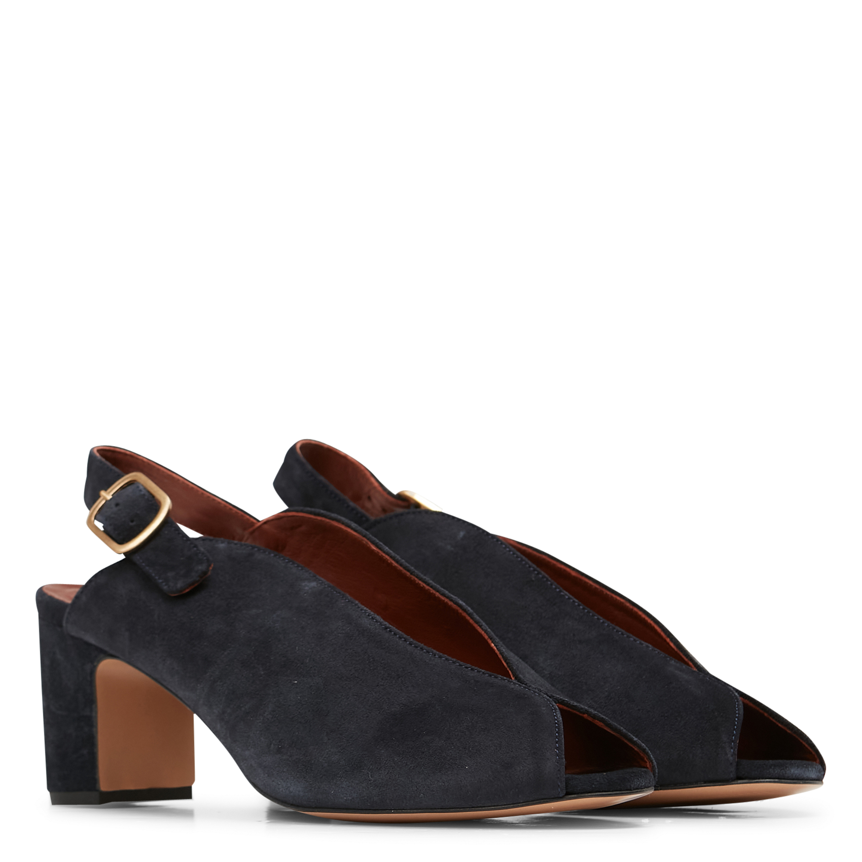 Sandales à talon en cuir velours ANONYMOUS COPENHAGEN Bleu