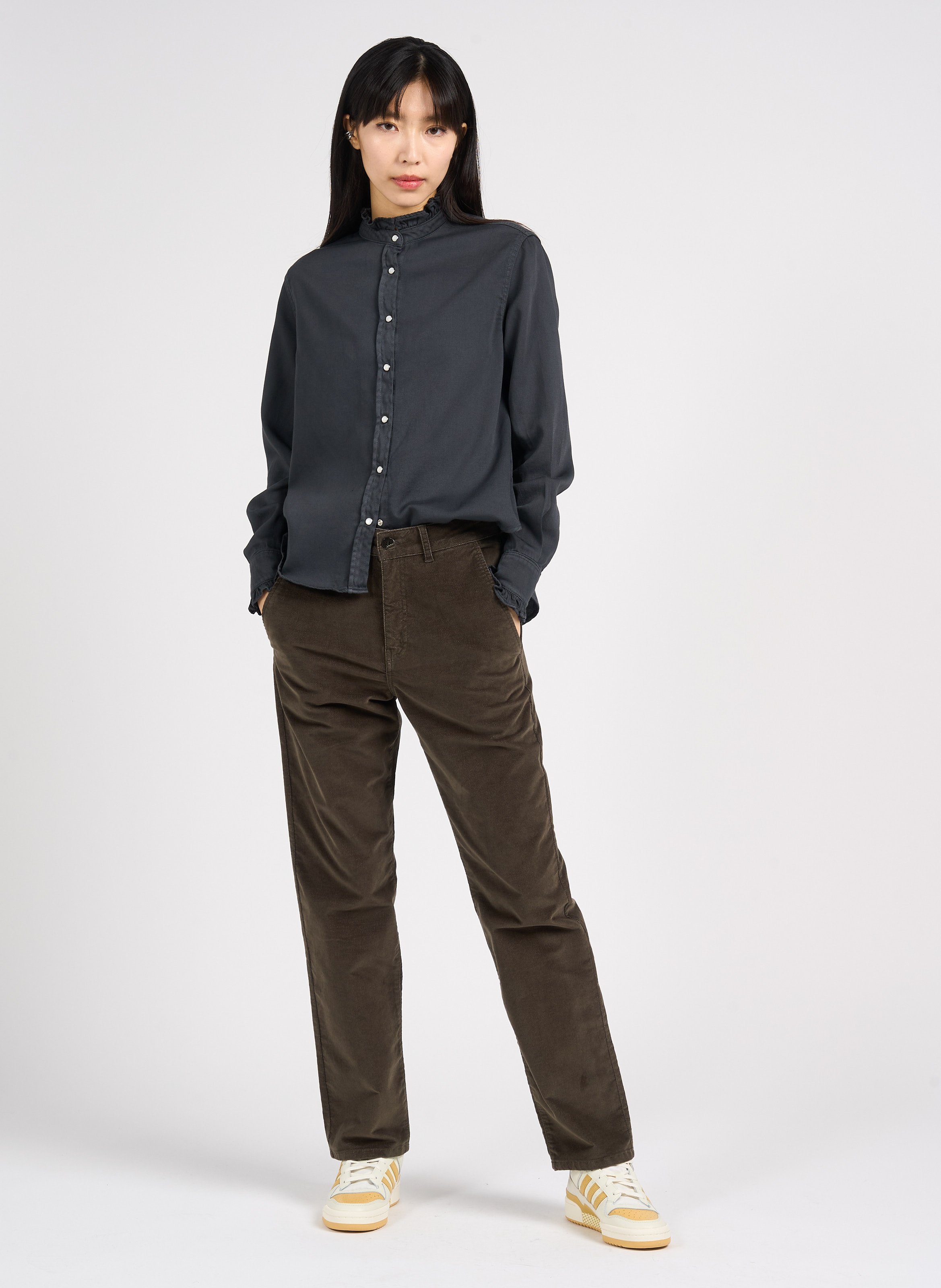 Katoenen blouse met Victoriaanse kraag ACQUAVERDE Grijs