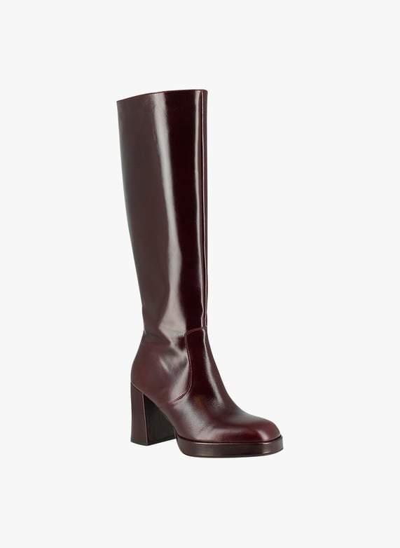 Bottes cuir rouge femme sales