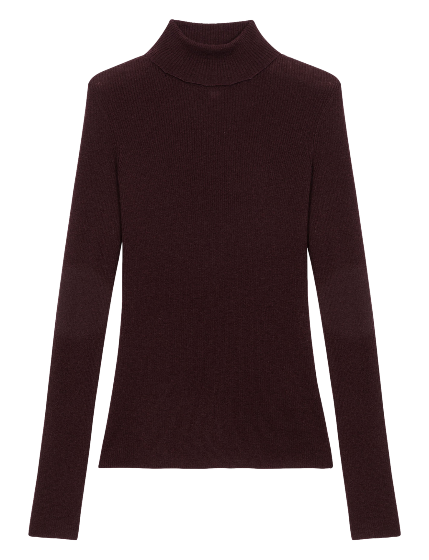 Pull col montant en laine mélangée MAJE Marron