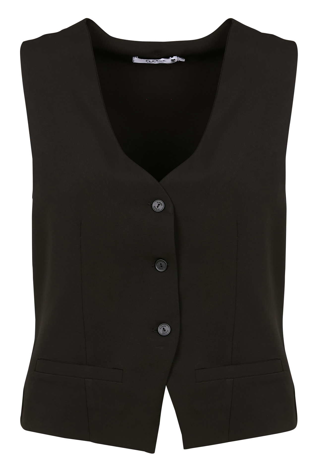 Sleeveless fitted V-neck sweater PLEASE Black