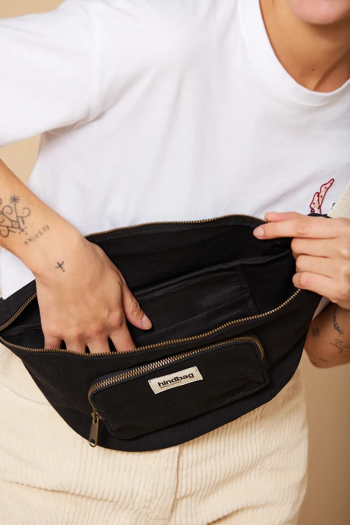 Cotton waist bag HINDBAG Black