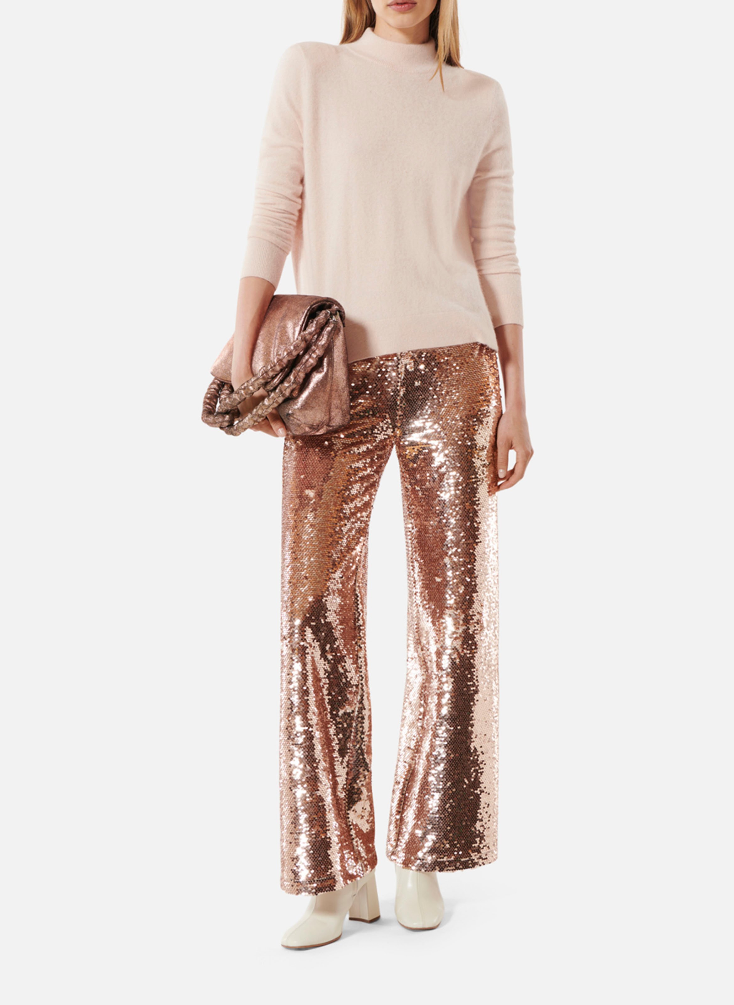 Effen trui van wolmix met lange mouwen en kant KARMA KOMA Beige